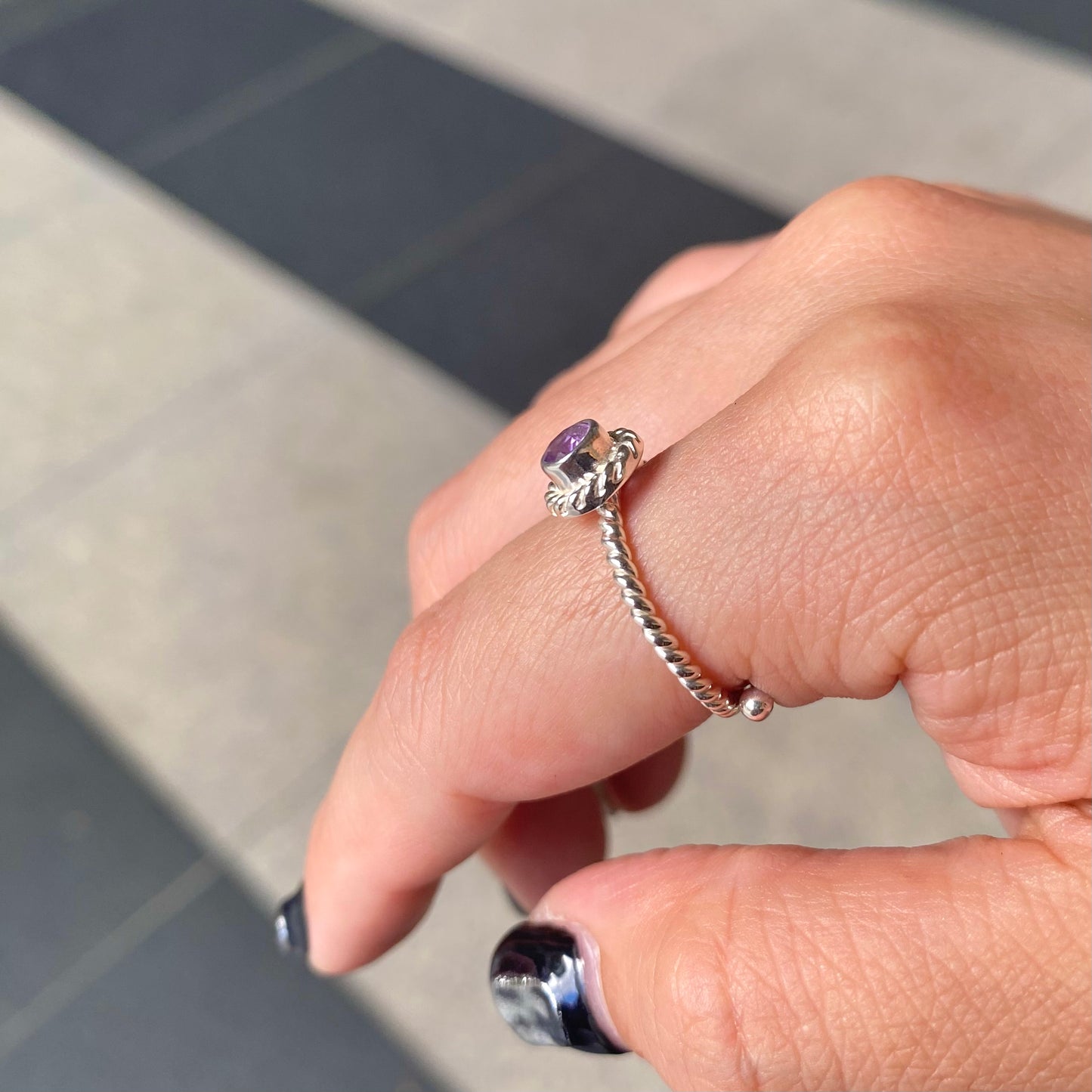 Silver925 petit ring〈red/purple〉