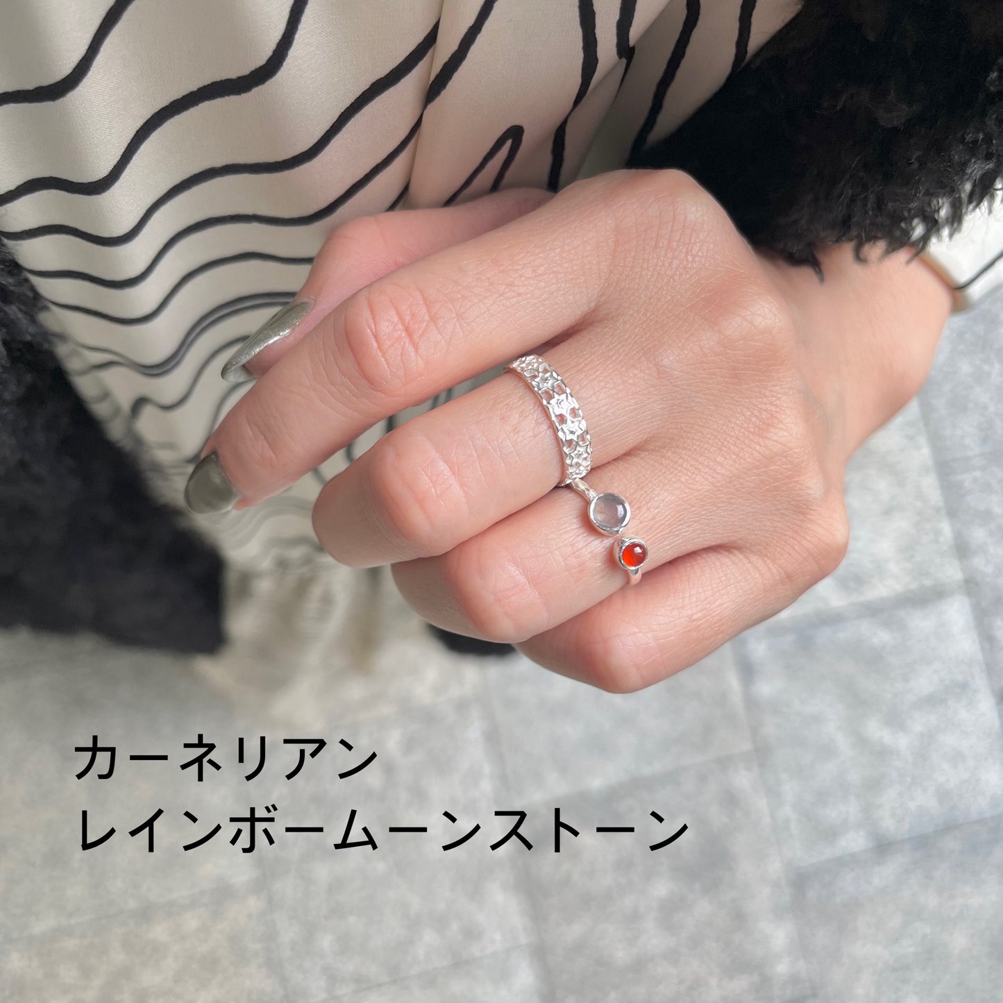 Silver925 2stone ring 19
