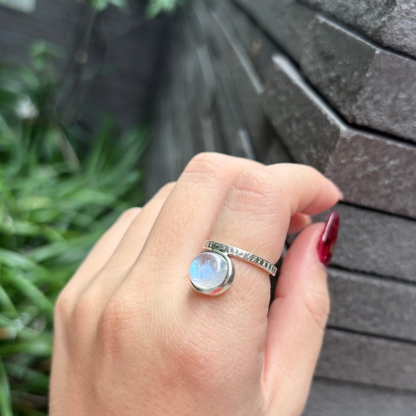 Rainbow Moonstone ring 2