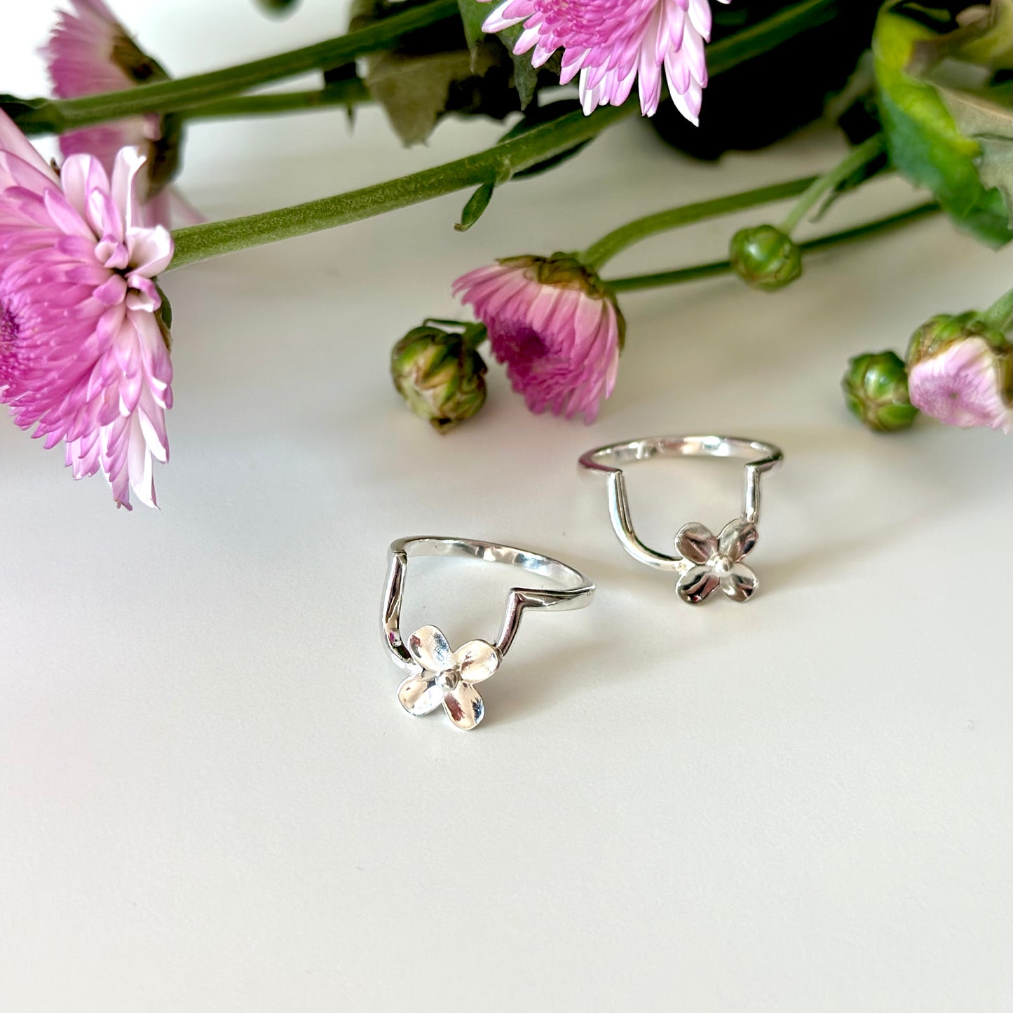 Silver925 flower plain ring 5
