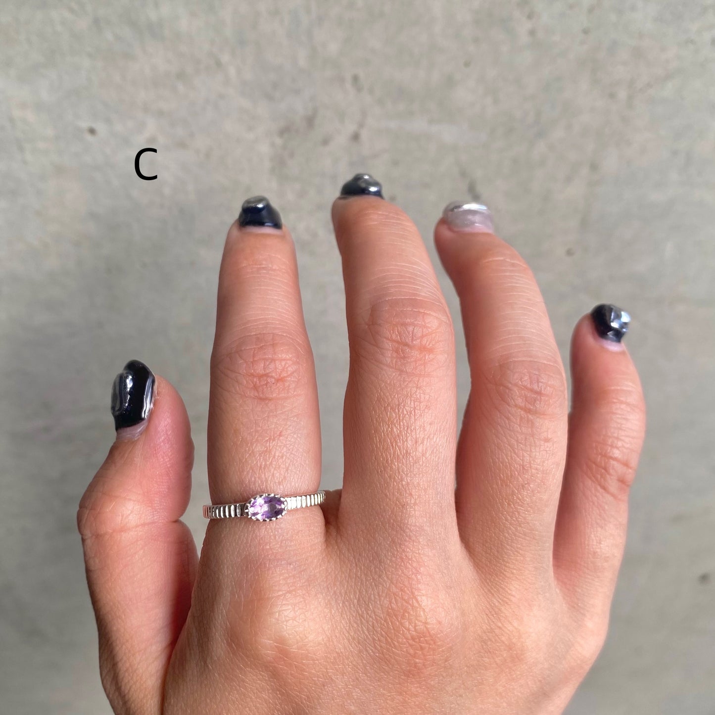 Silver925 petit ring〈red/purple〉