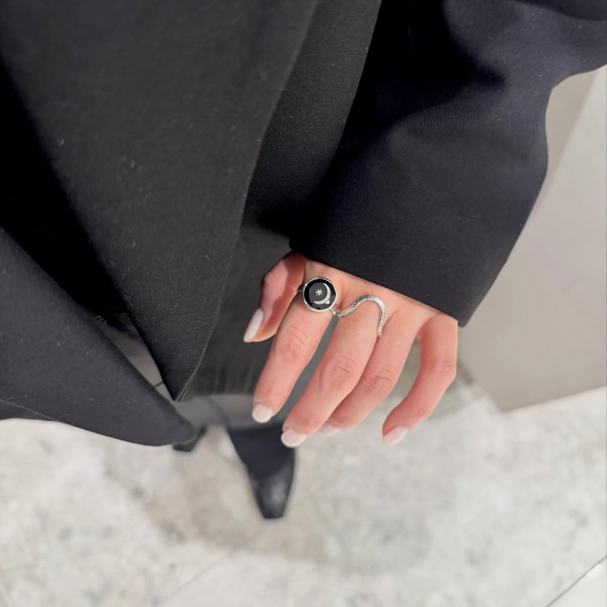 《6/14販売終了》渋谷&オンライン先行【Biju mam poco】Moon & star design ring