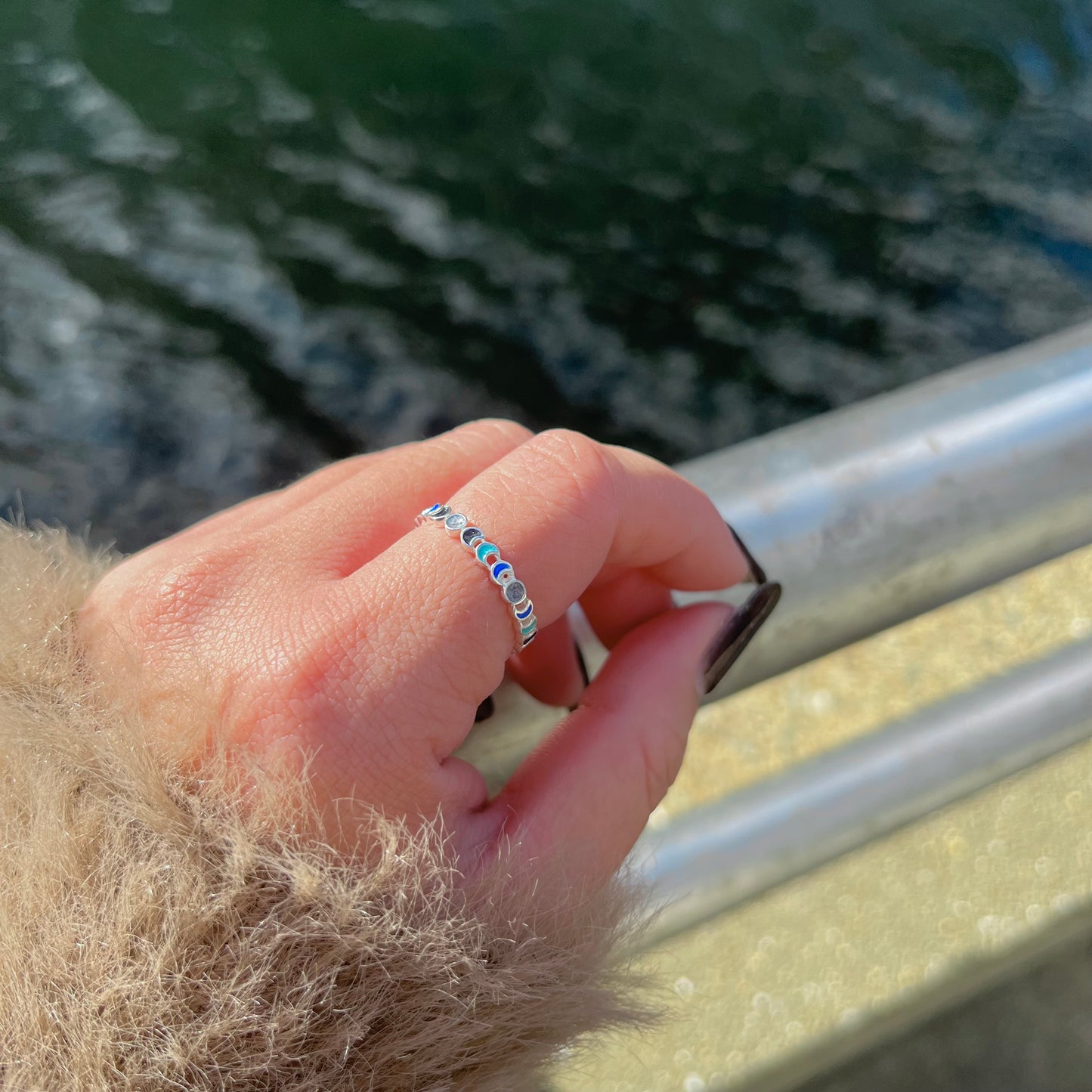 Moon enamel ring
