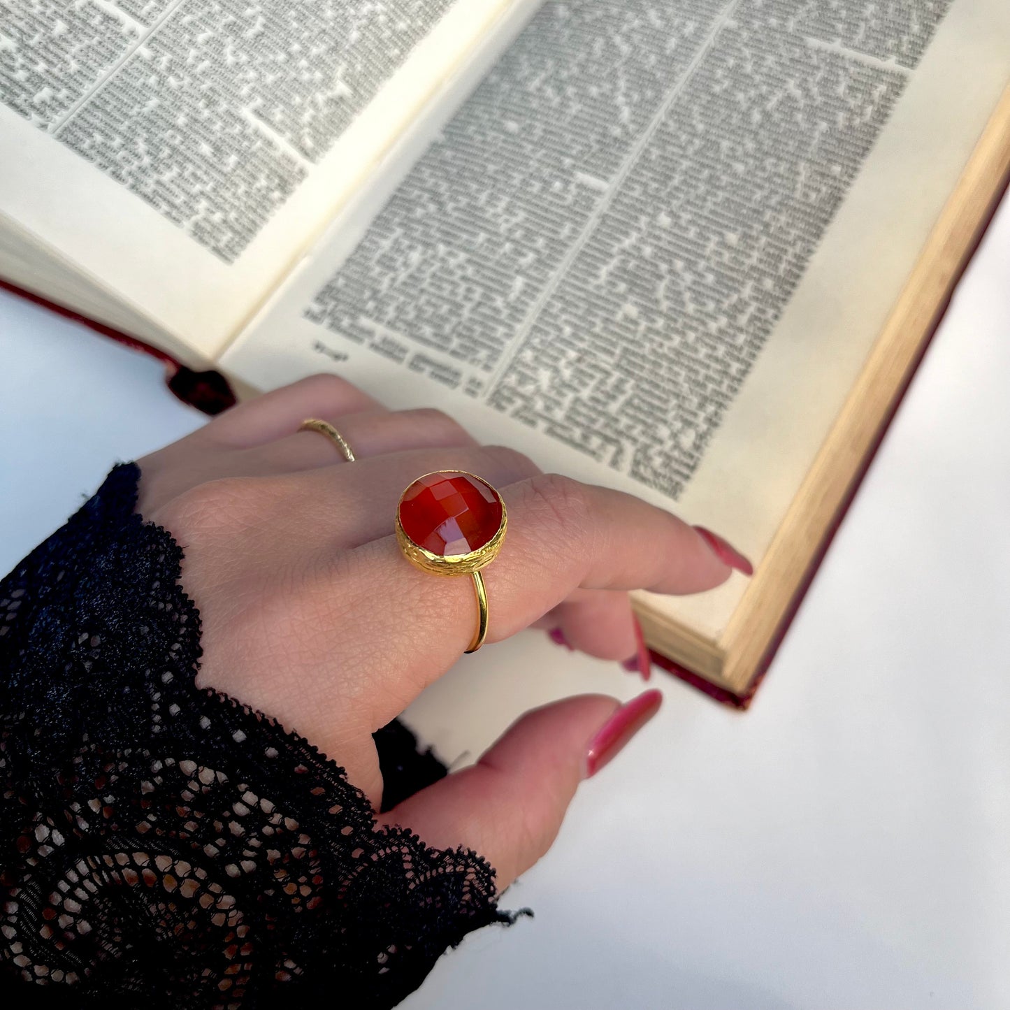 Brass 1stone ring 1