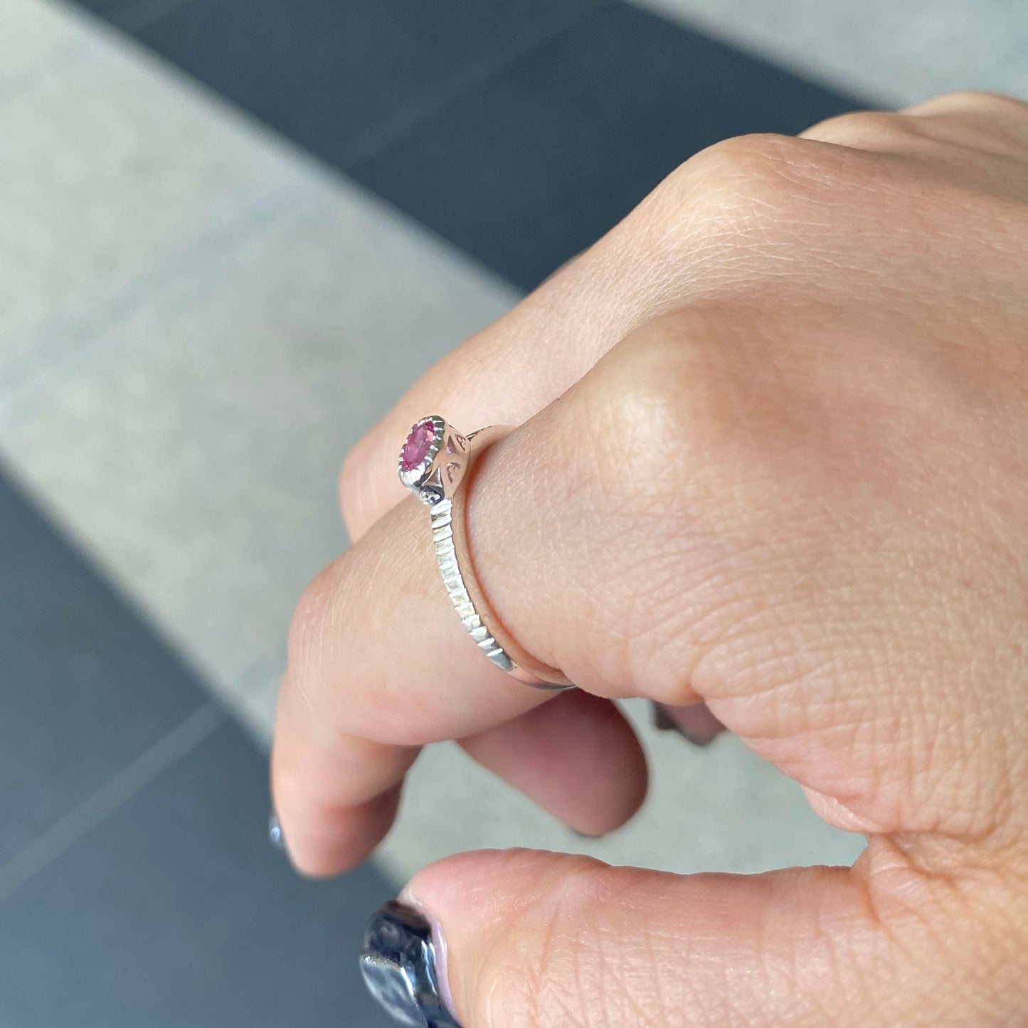 Silver925 petit ring〈pink〉
