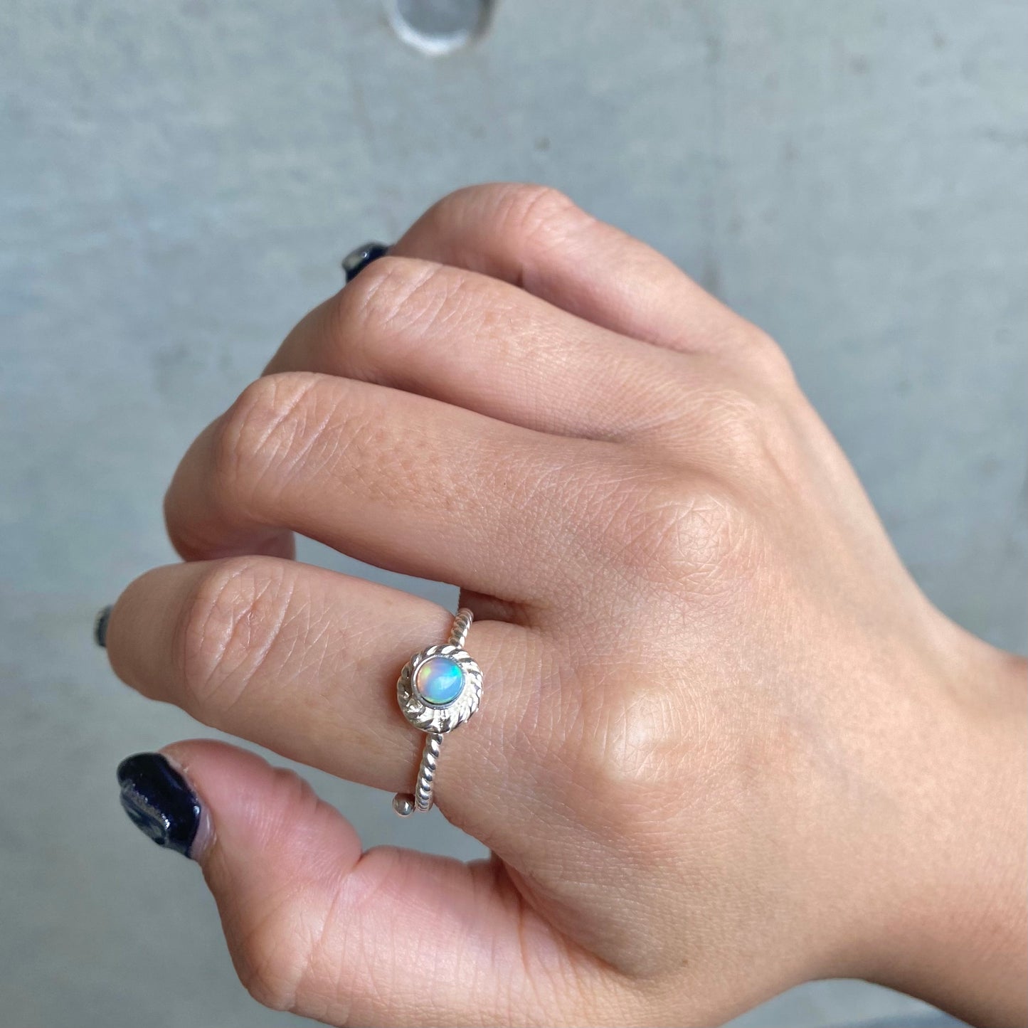 Silver925 petit ring〈white/clear〉