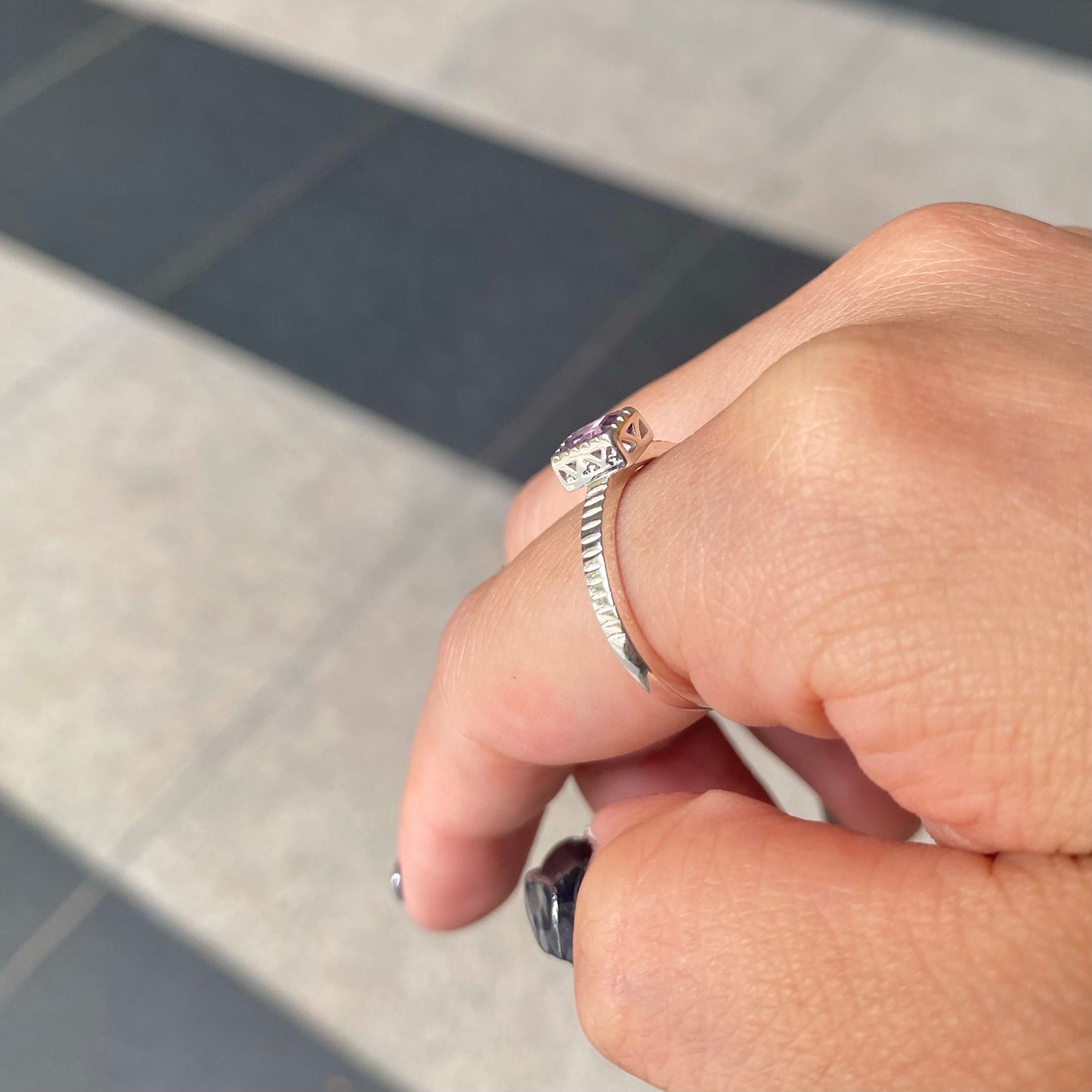 Silver925 petit ring〈red/purple〉