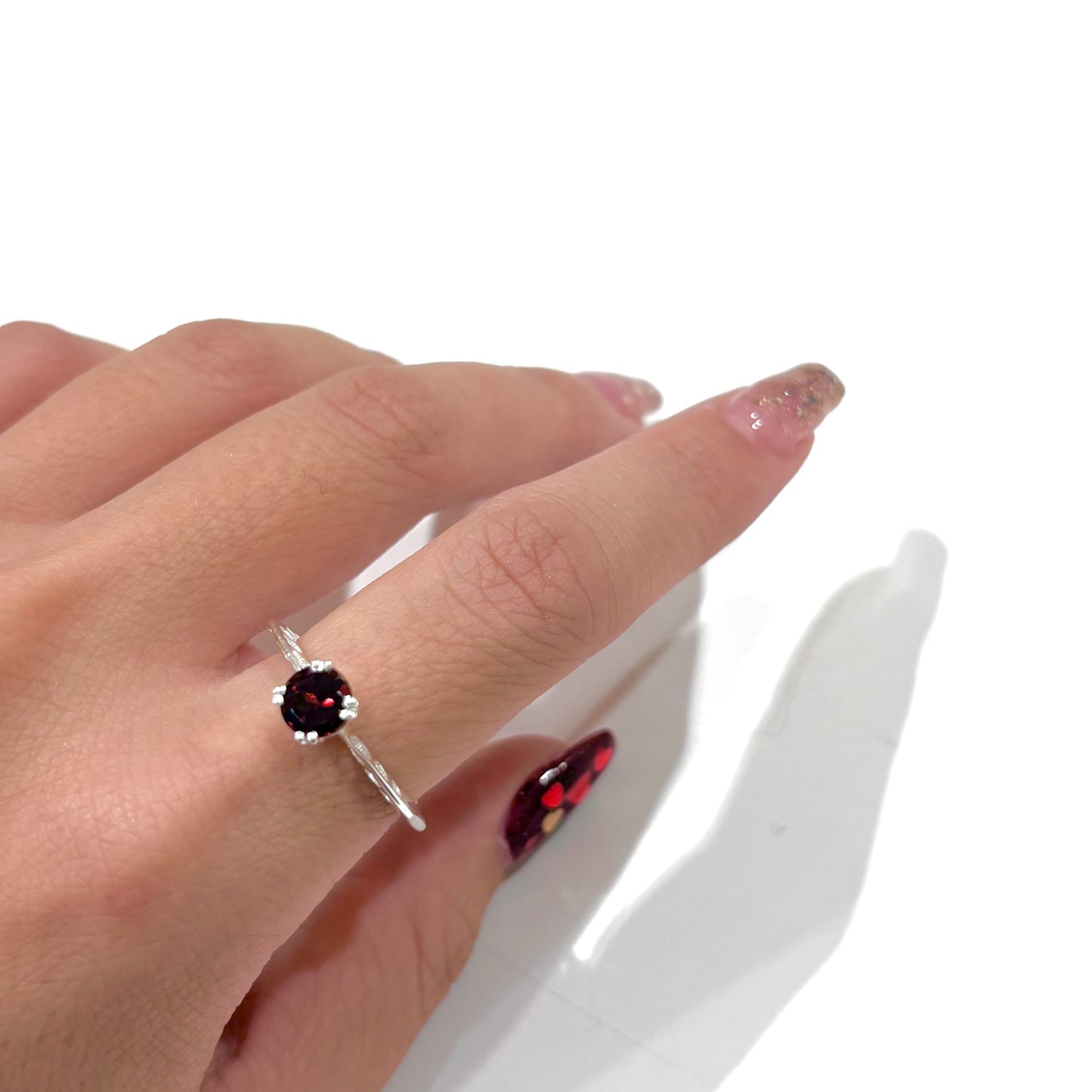 Heart design ring 〈Garnet〉
