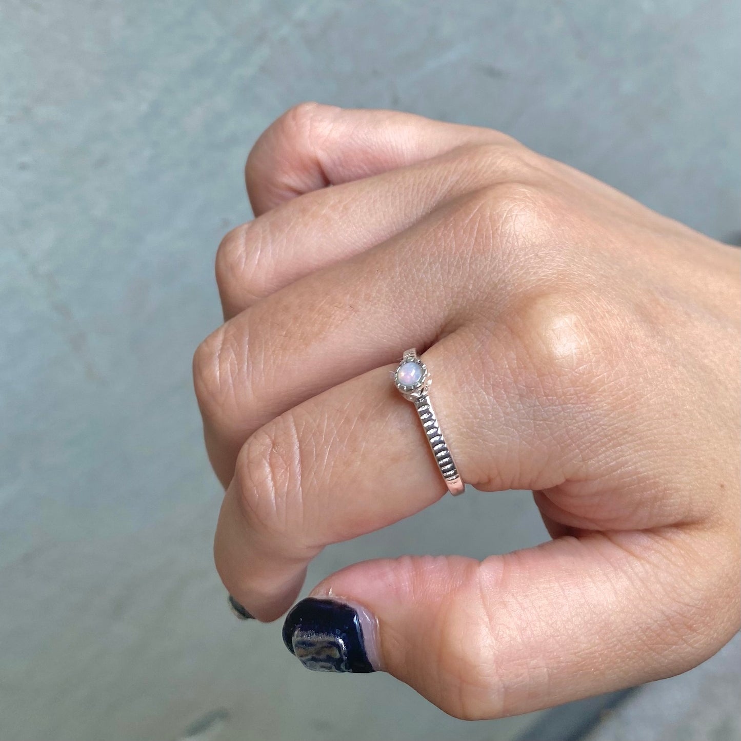 Silver925 petit ring〈white/clear〉