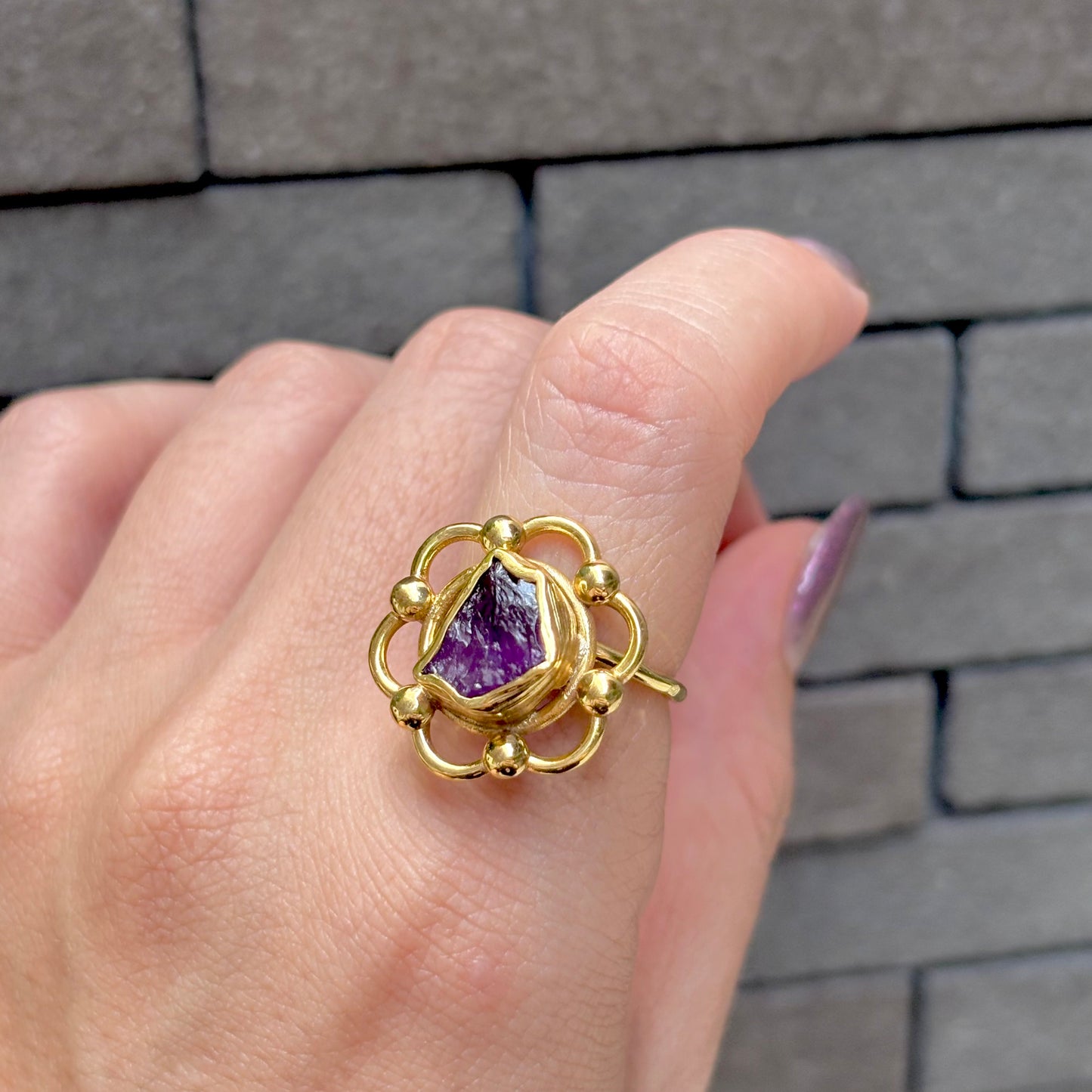 Brass flower design ring