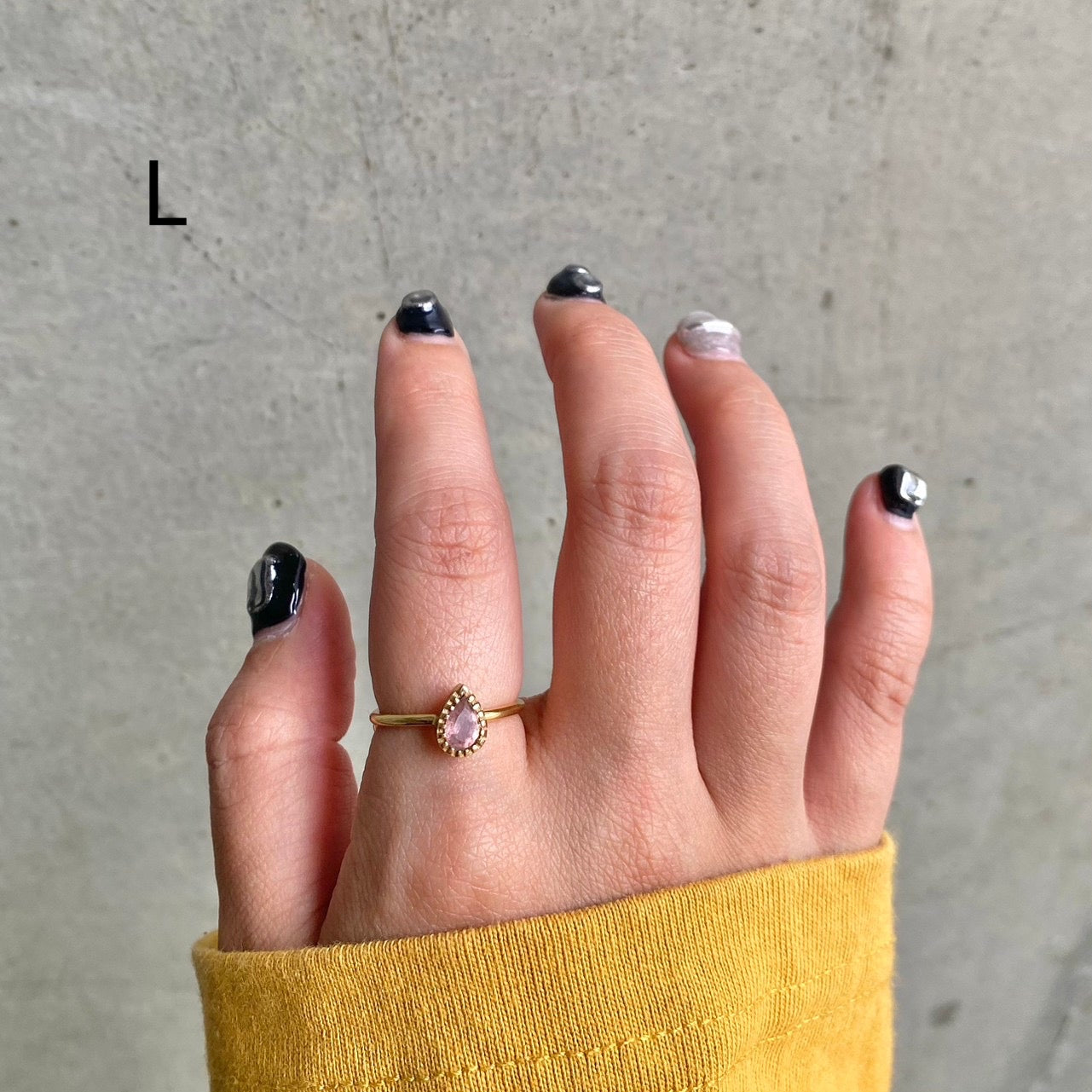 Brass petit ring〈pink/red〉