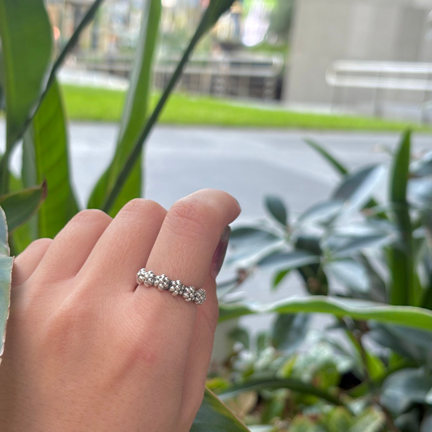 Flower plain ring 25