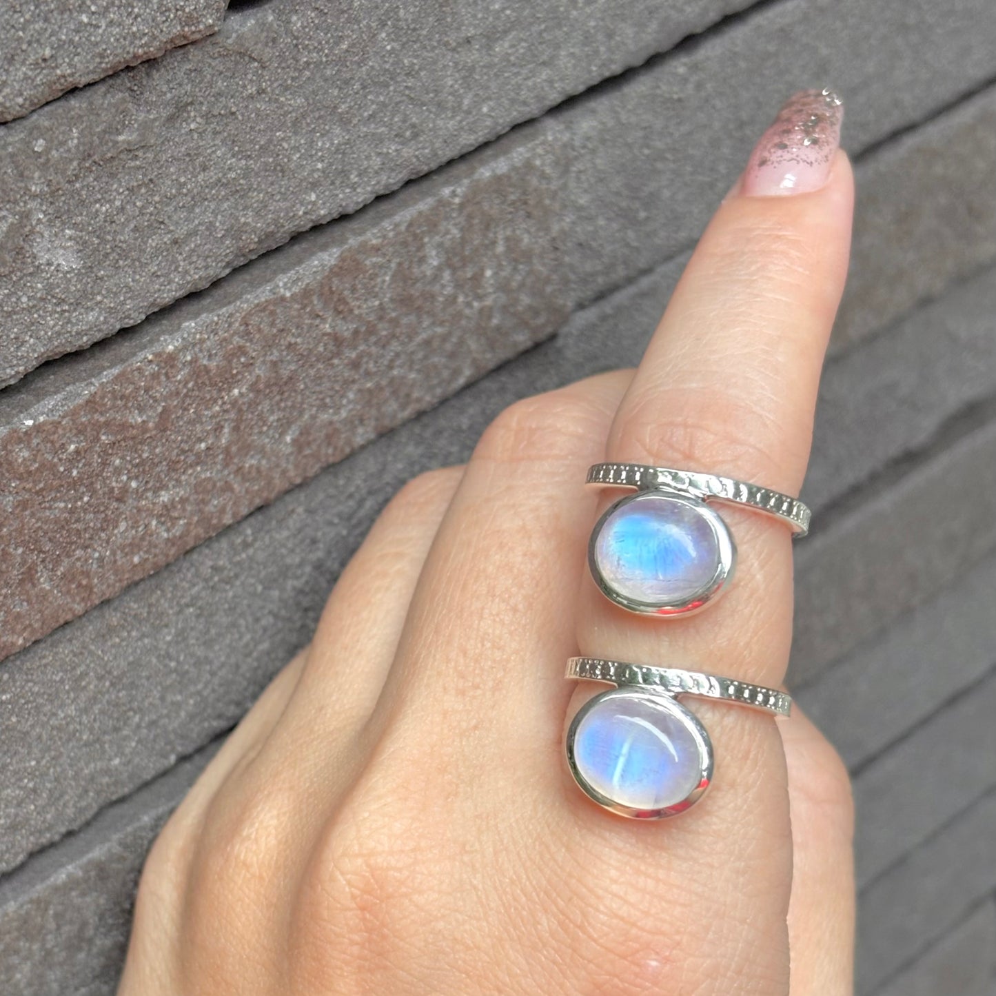 Rainbow Moonstone ring 2