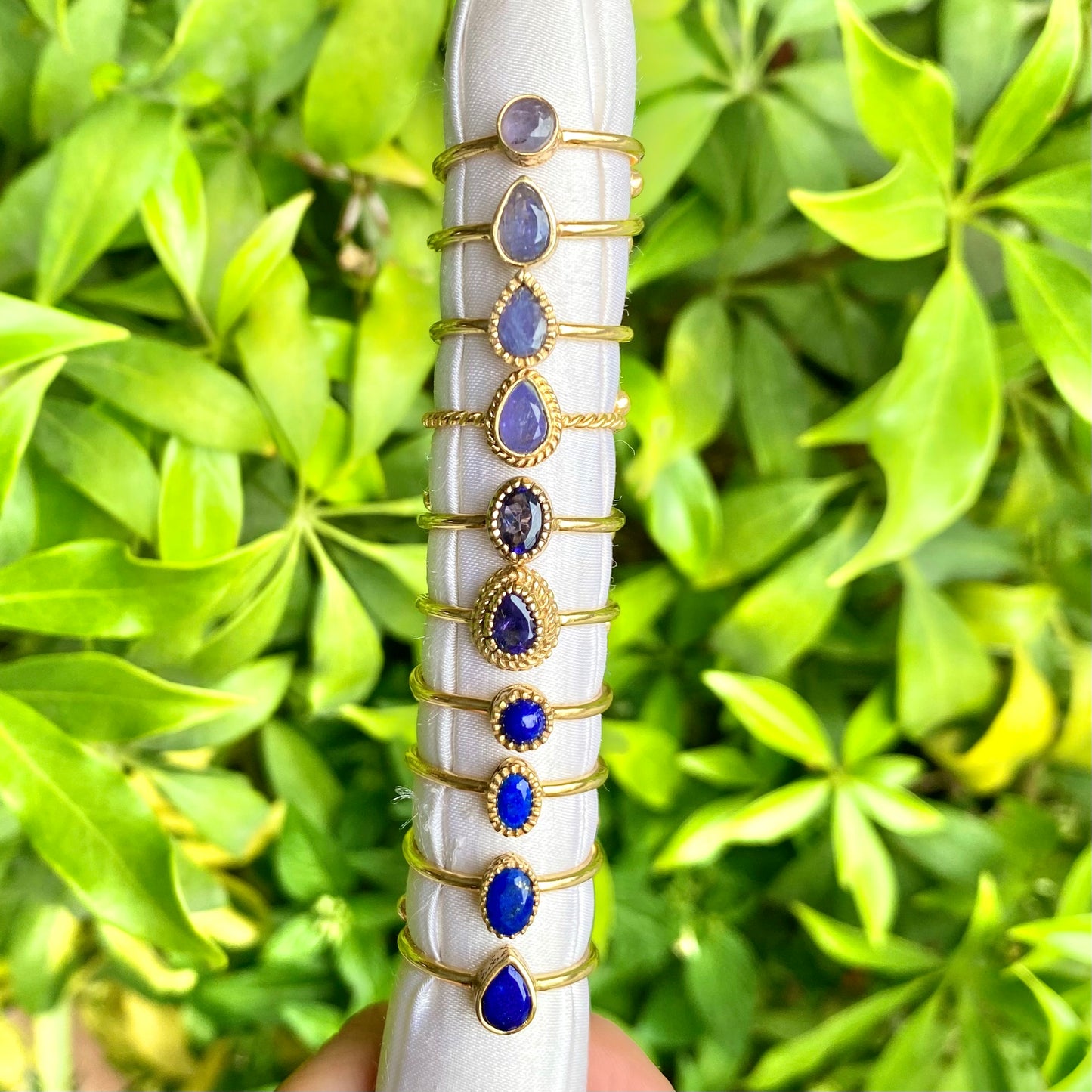 Brass petit ring〈blue〉