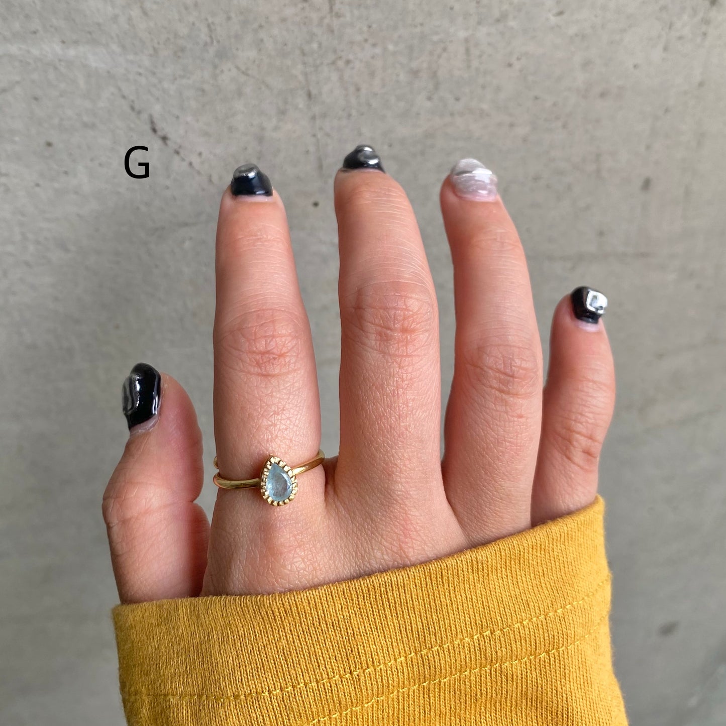 Brass petit ring〈blue〉