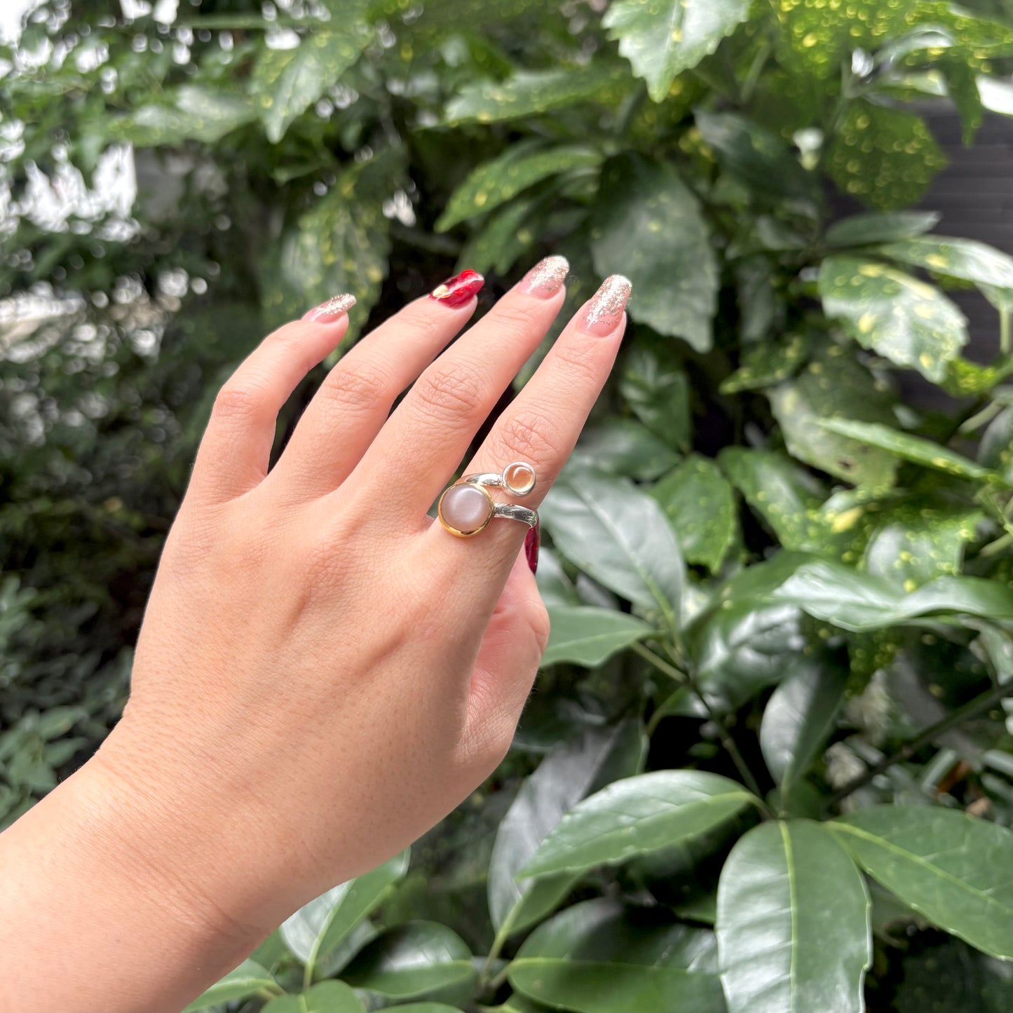 Silver925×Brass 2stone ring 22