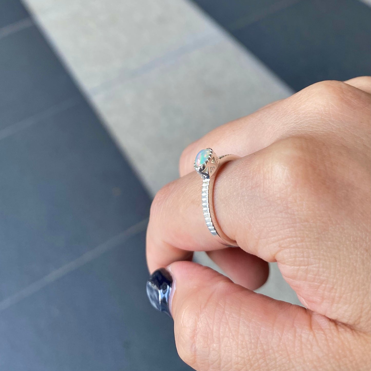 Silver925 petit ring〈white/clear〉