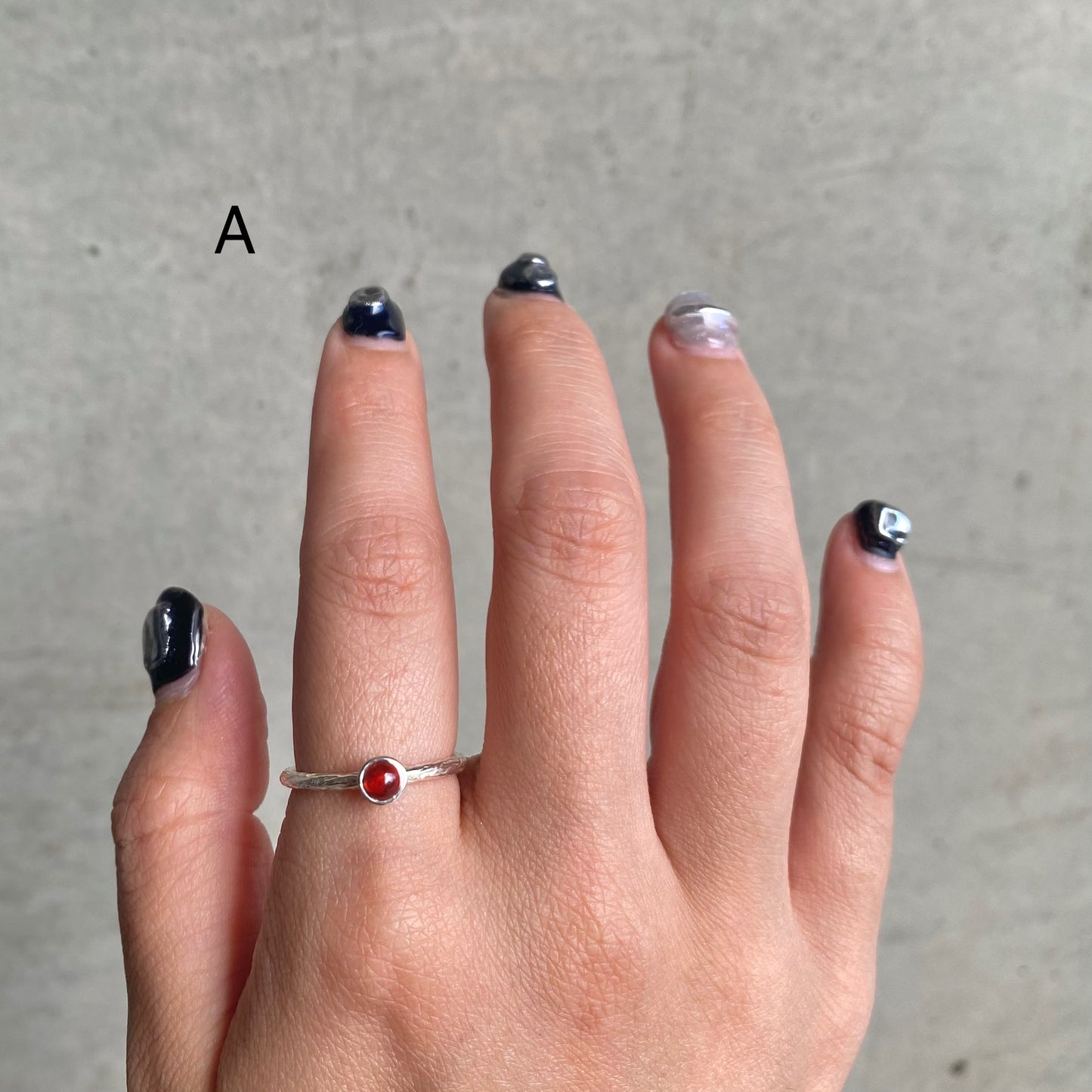 Silver925 petit ring〈red/purple〉