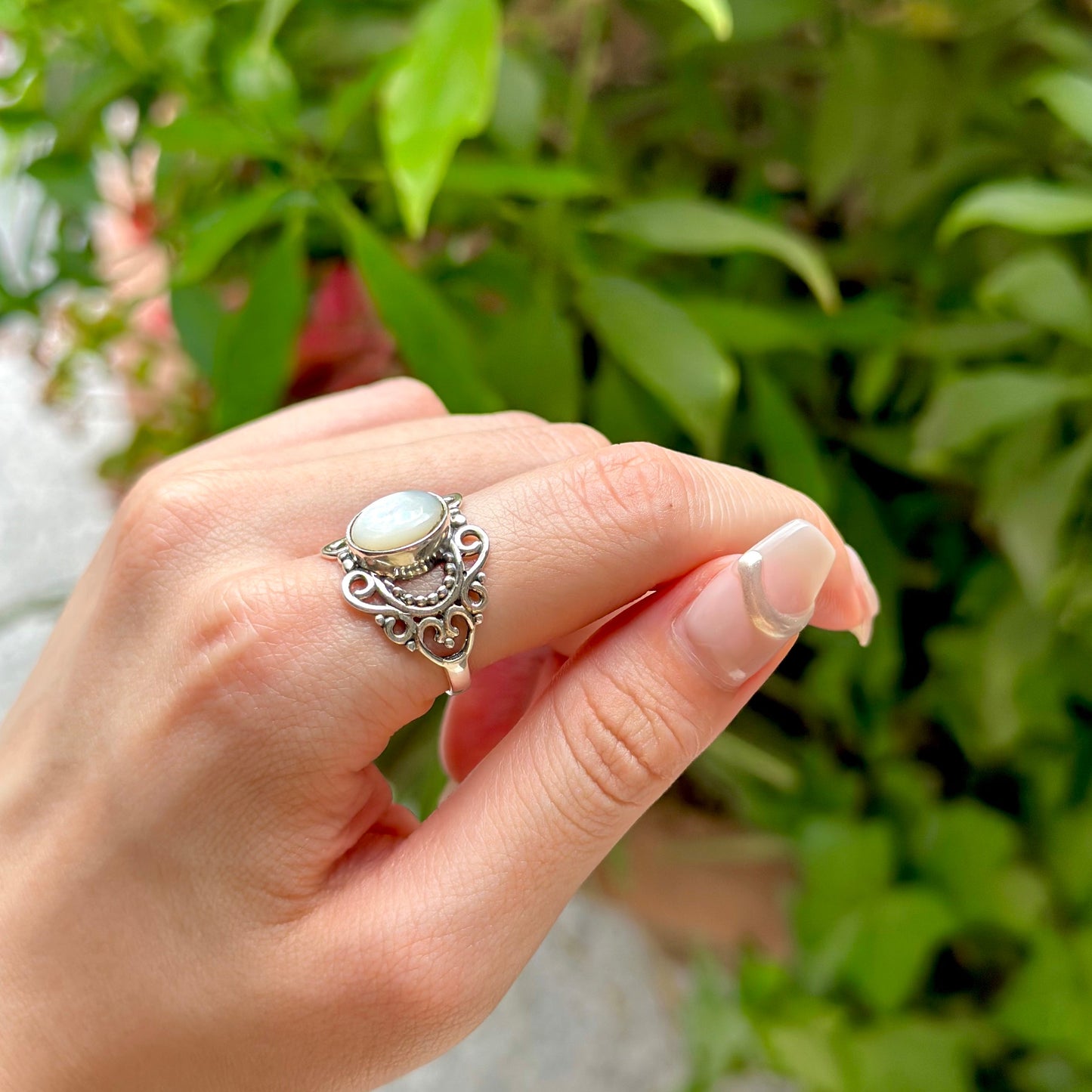 White mother of pearl ring