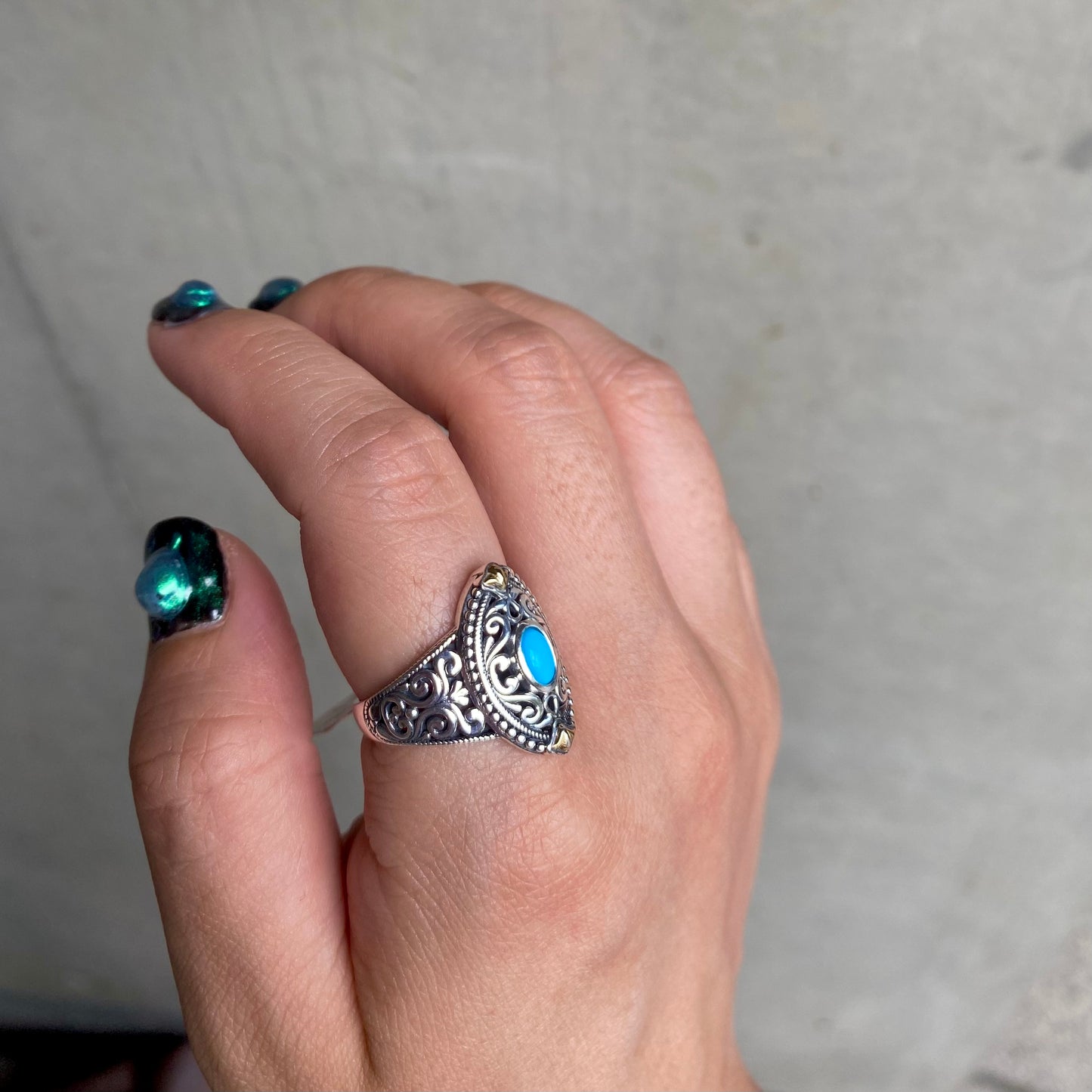 【poco】Turquoise design ring 5