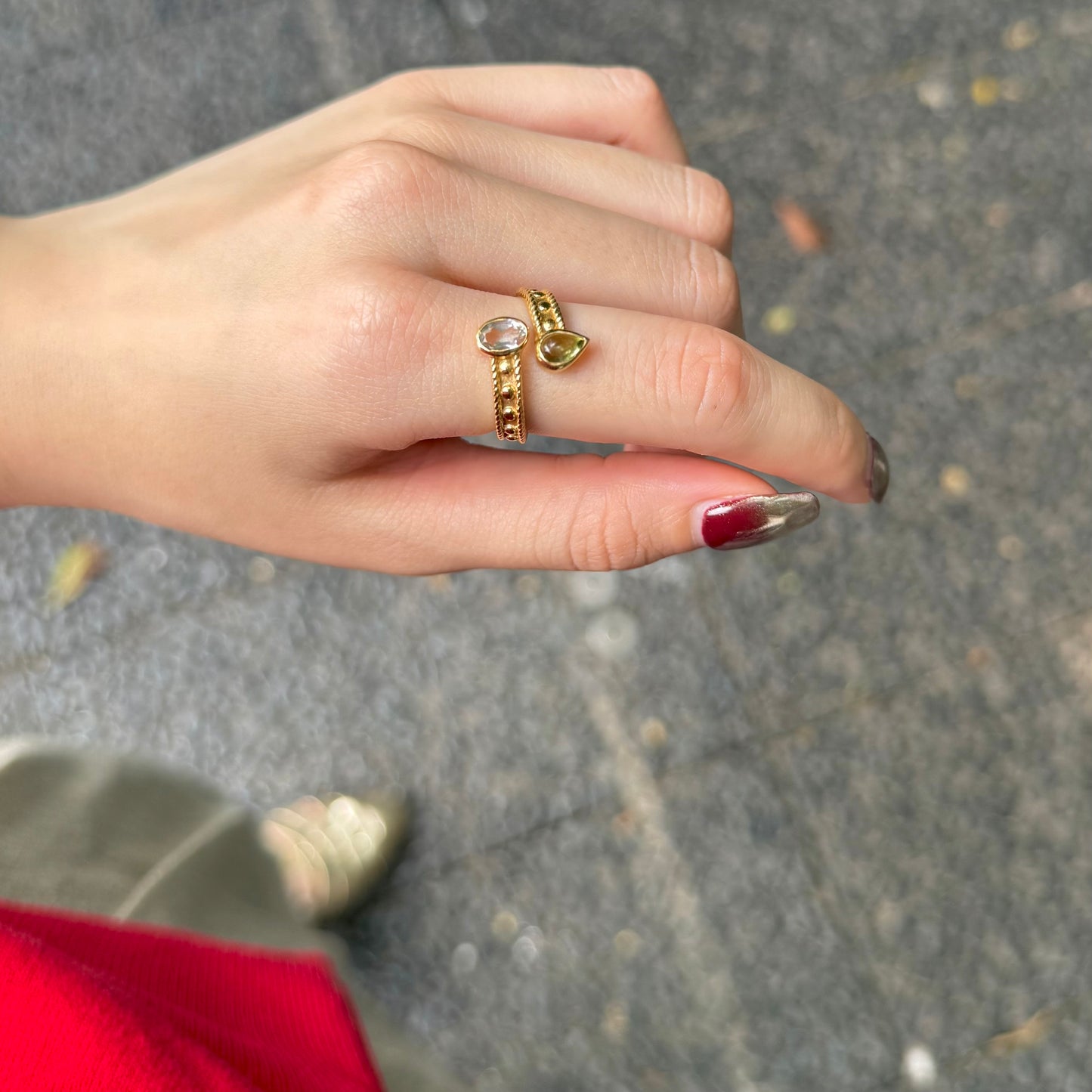 Brass 2stone ring 3