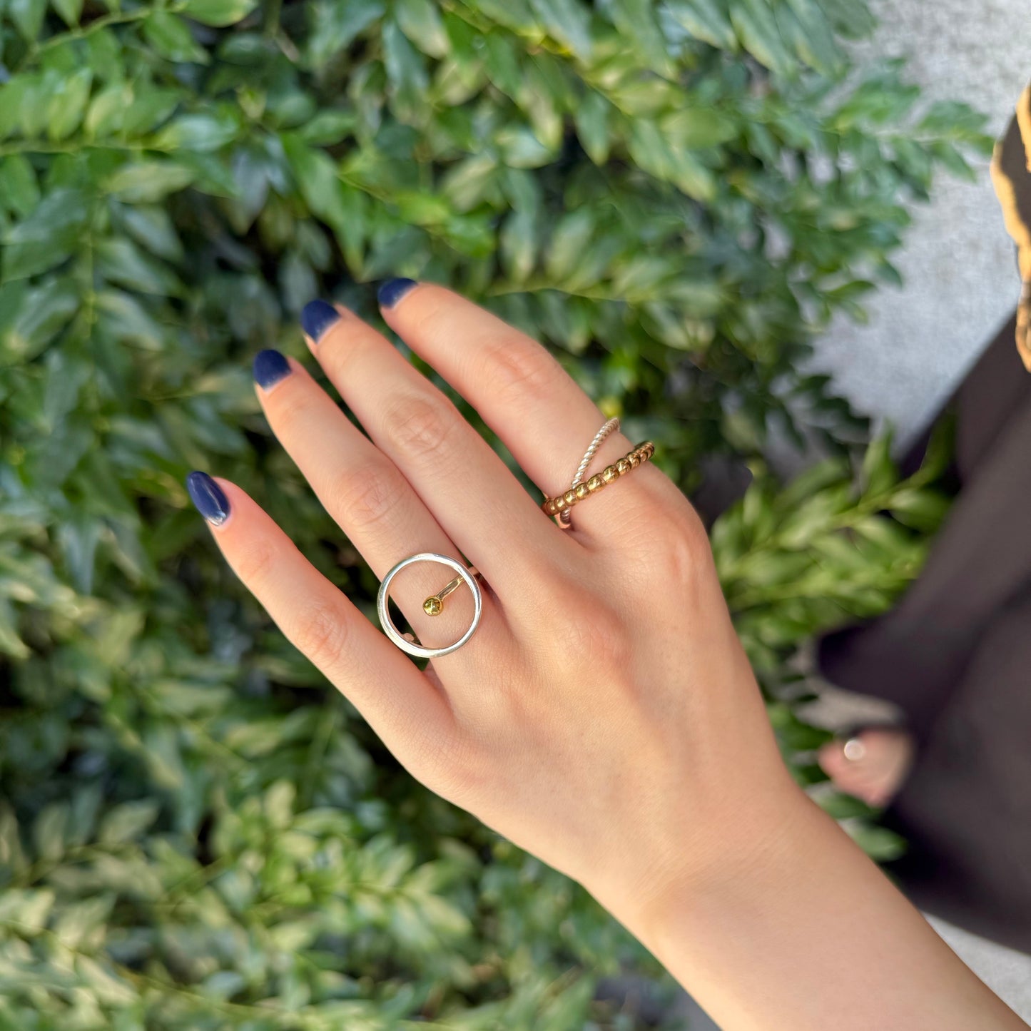 Silver925×Brass plain ring 〈Ball〉16