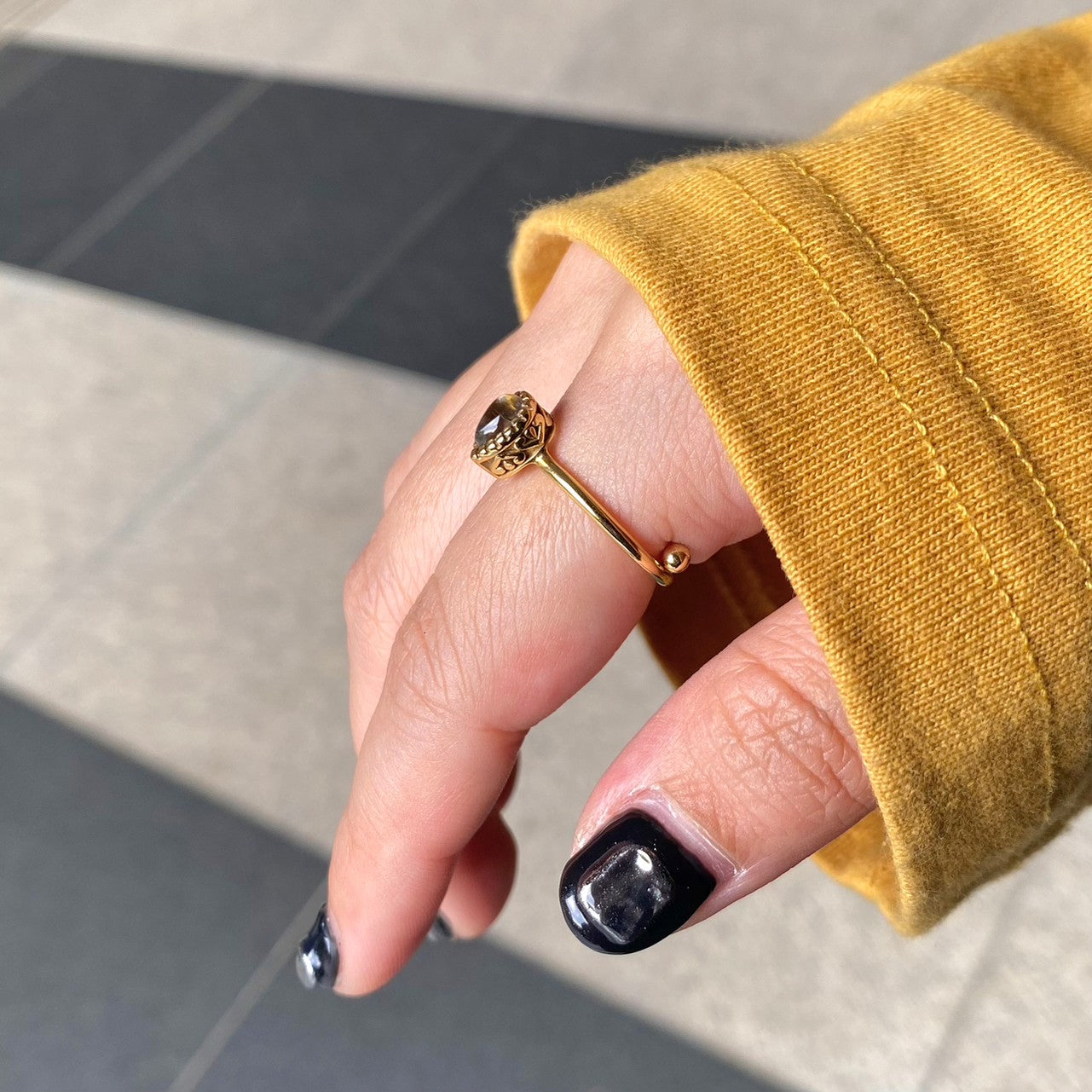 Brass petit ring〈clear〉