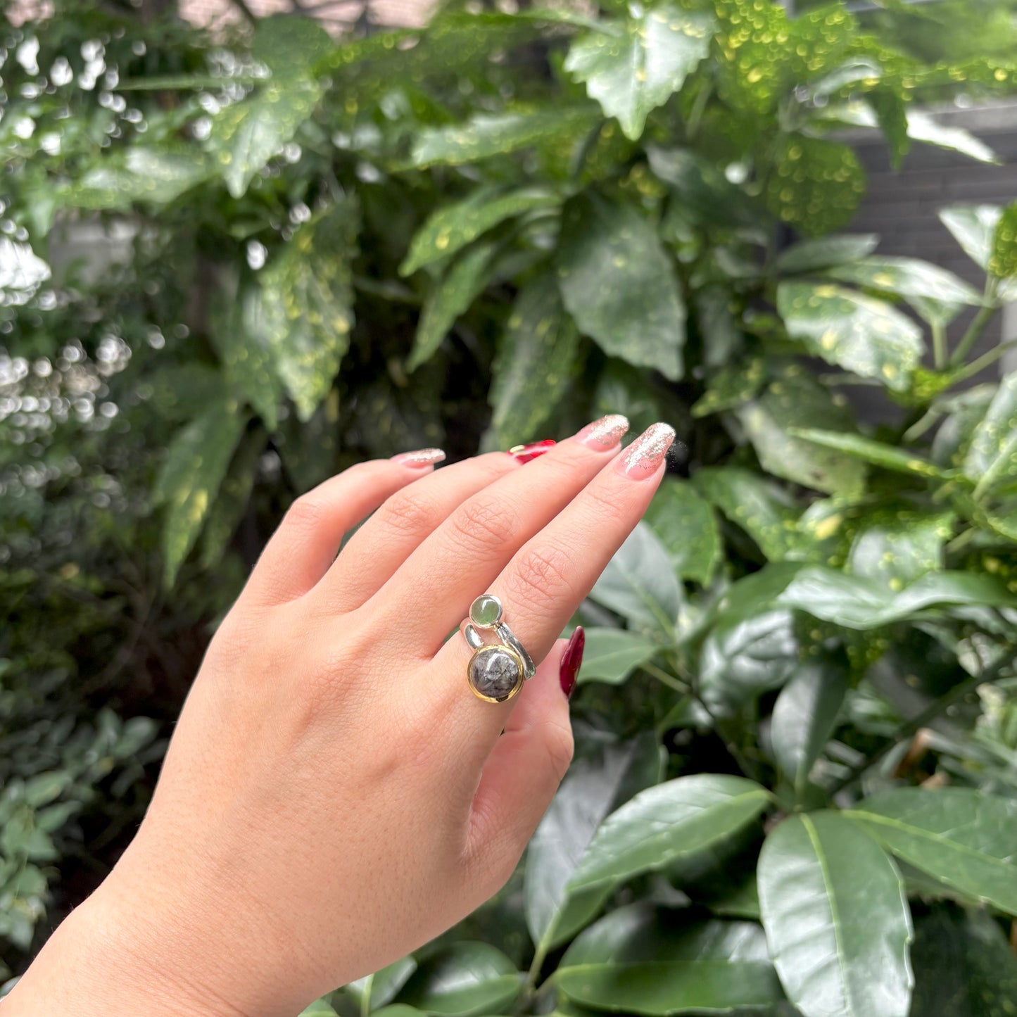 Silver925×Brass 2stone ring 22