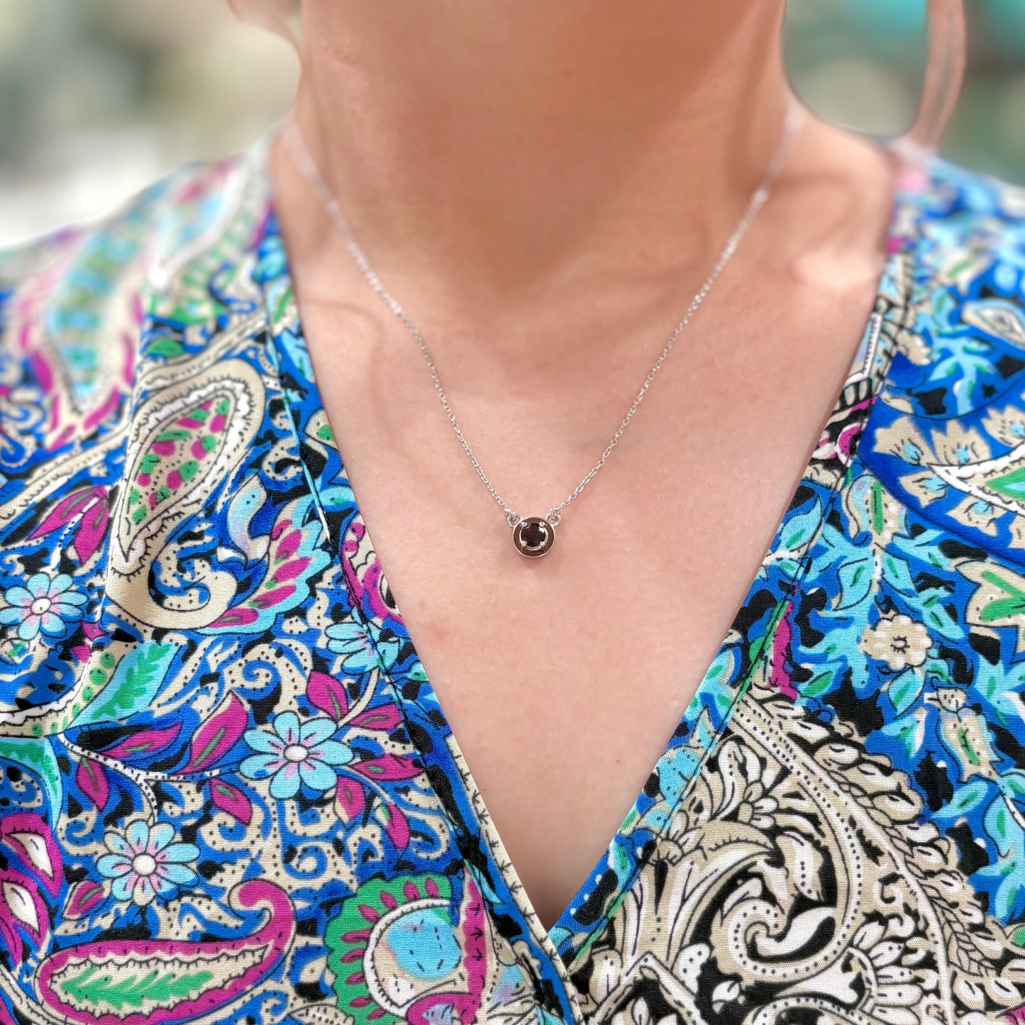 Enamel × stone necklace