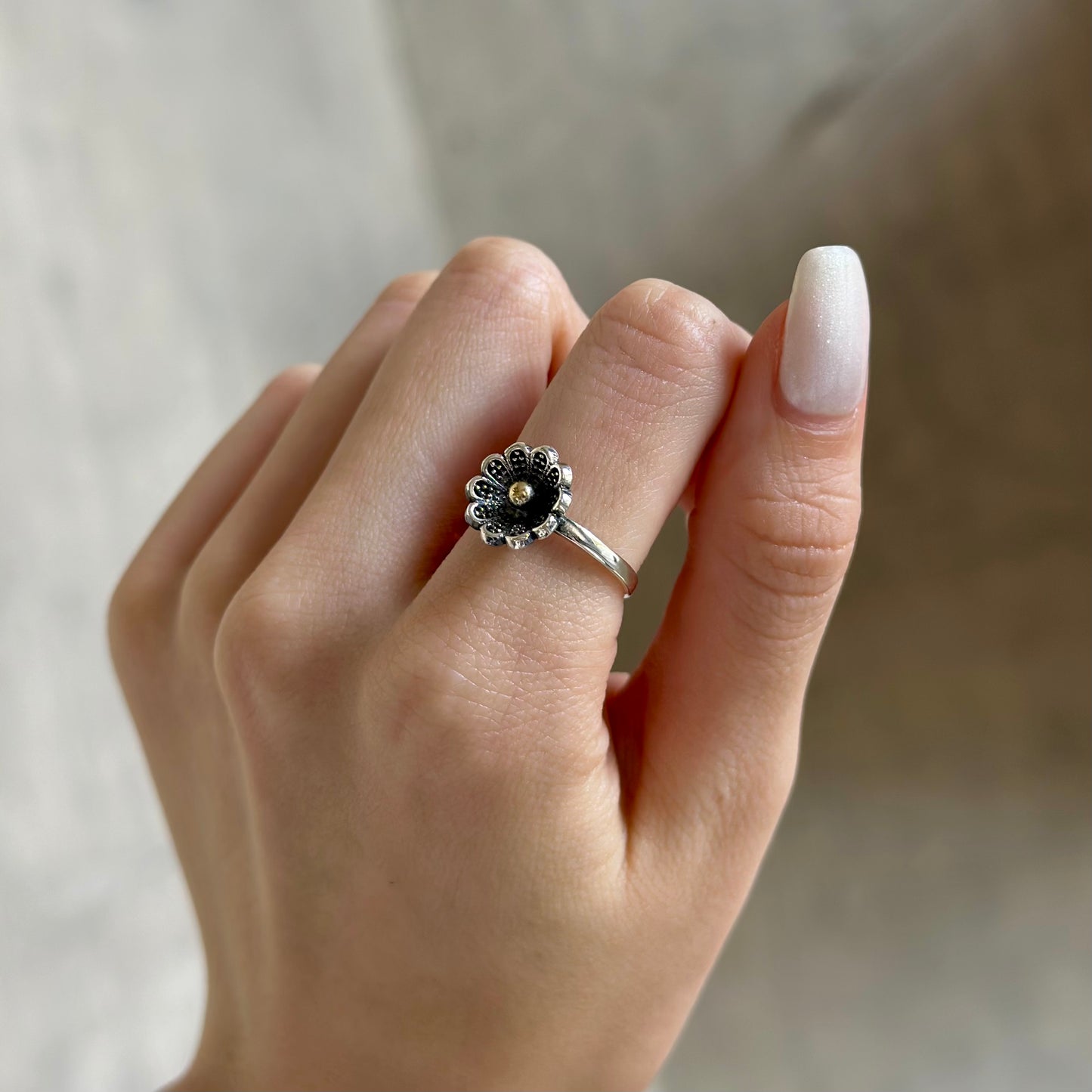 Flower plain ring 2