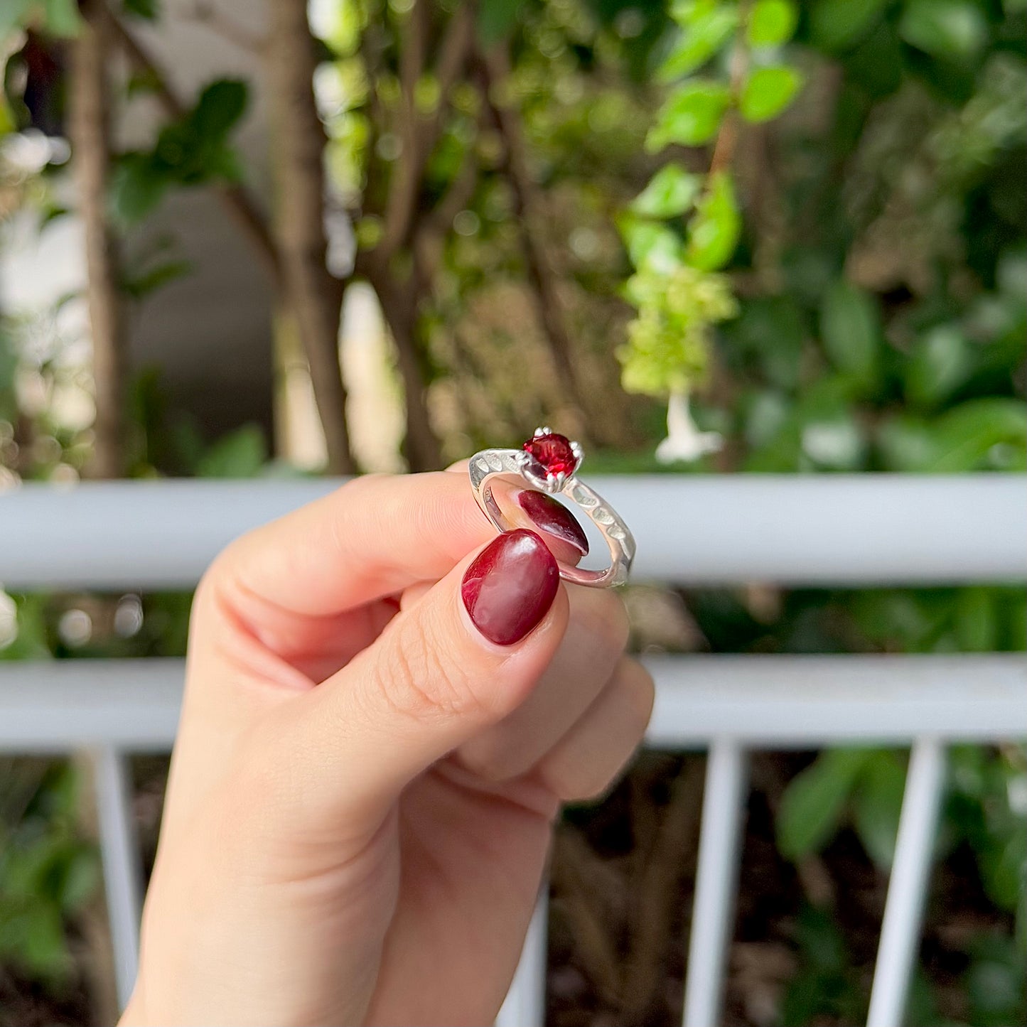 Heart design ring 〈Garnet〉
