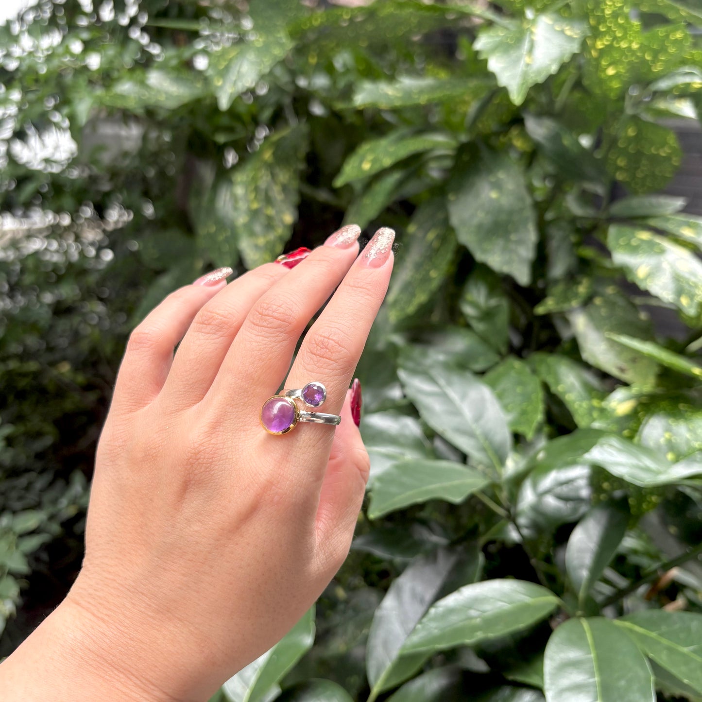 Silver925×Brass 2stone ring 22