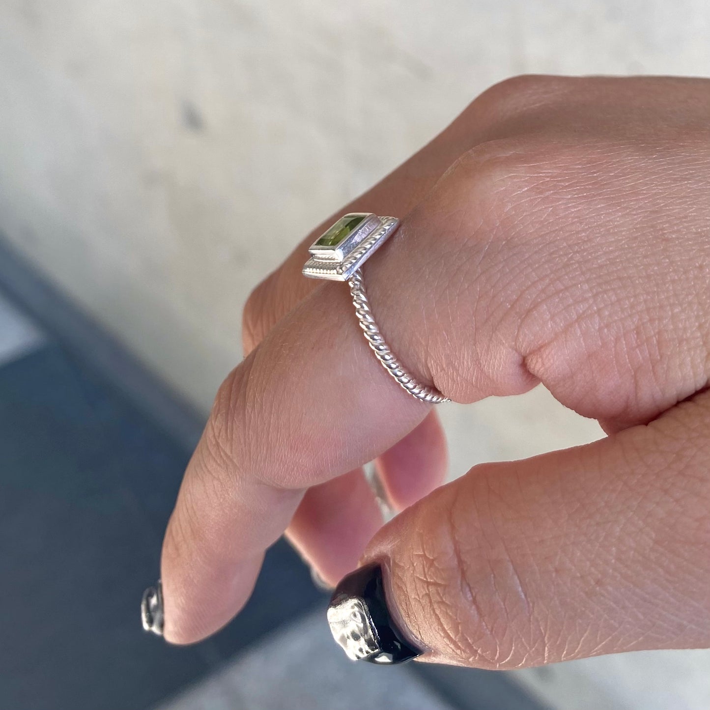 Silver925 petit ring〈green〉