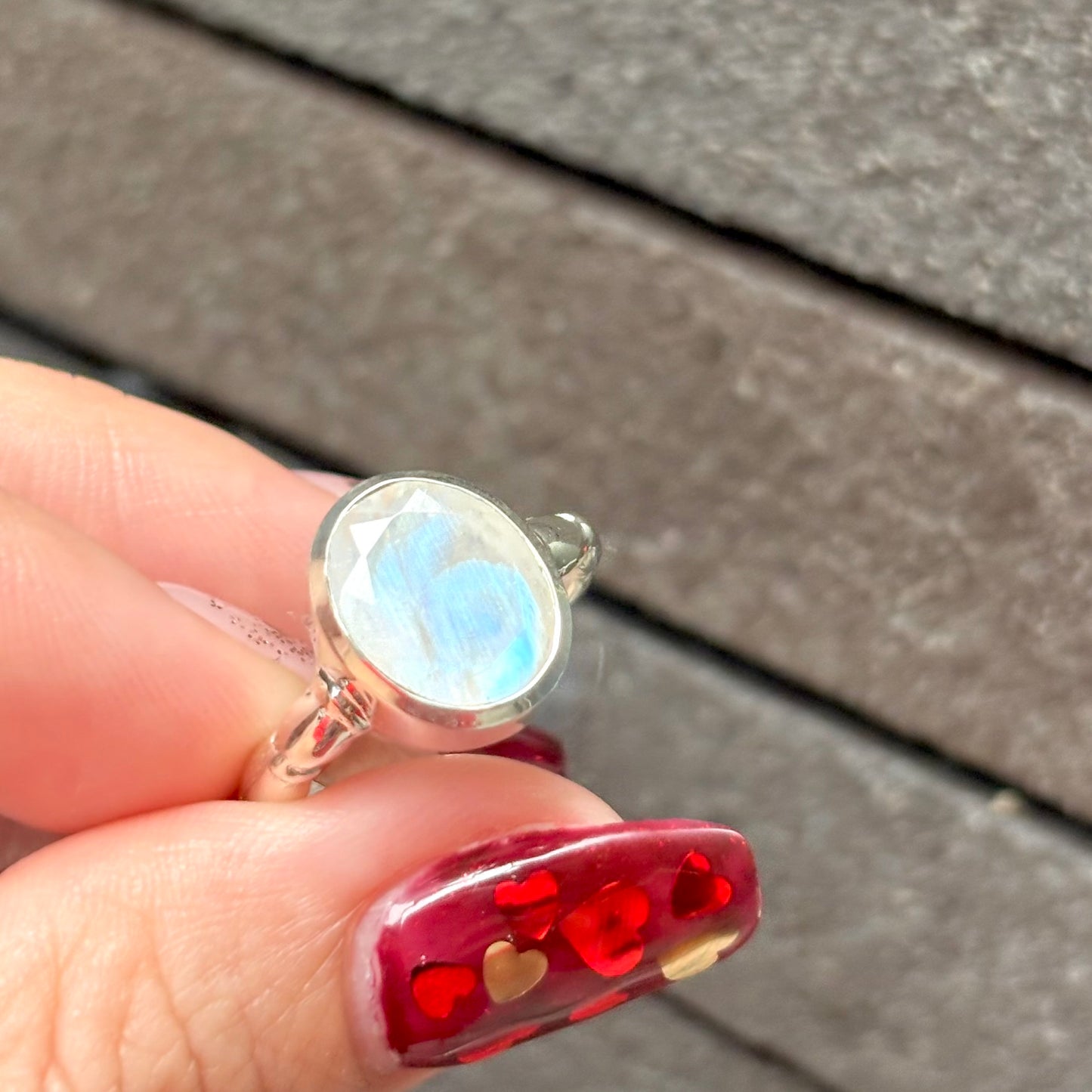 Rainbow Moonstone ring 1