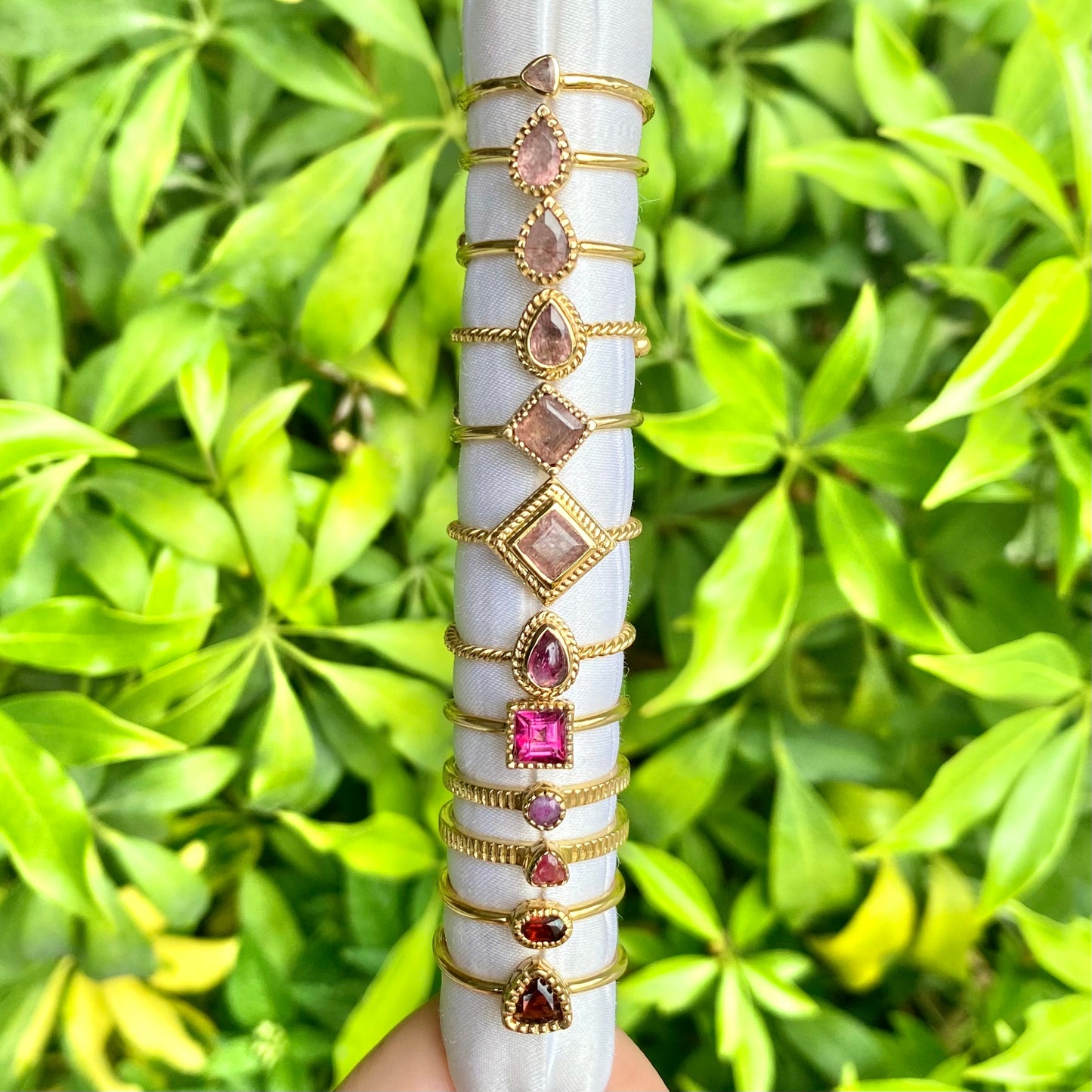 Brass petit ring〈pink/red〉
