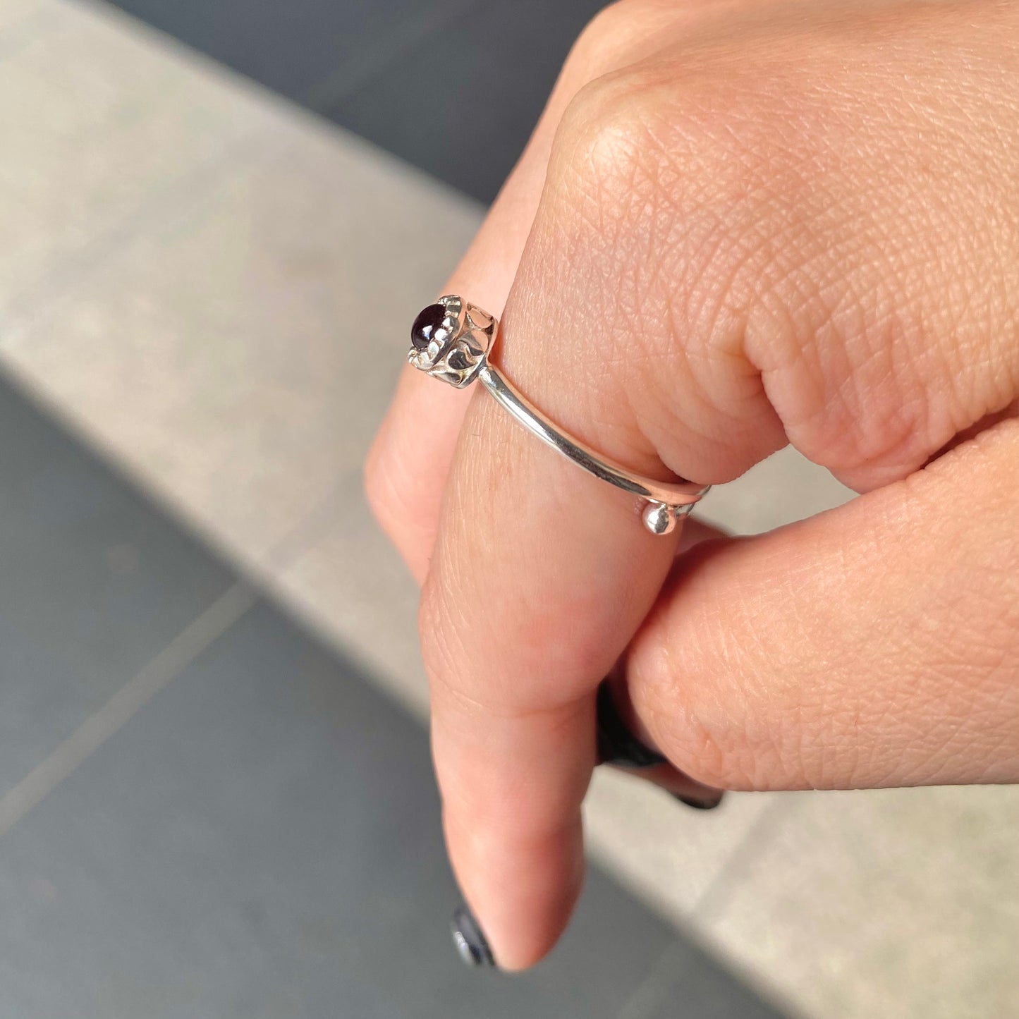 Silver925 petit ring〈red/purple〉