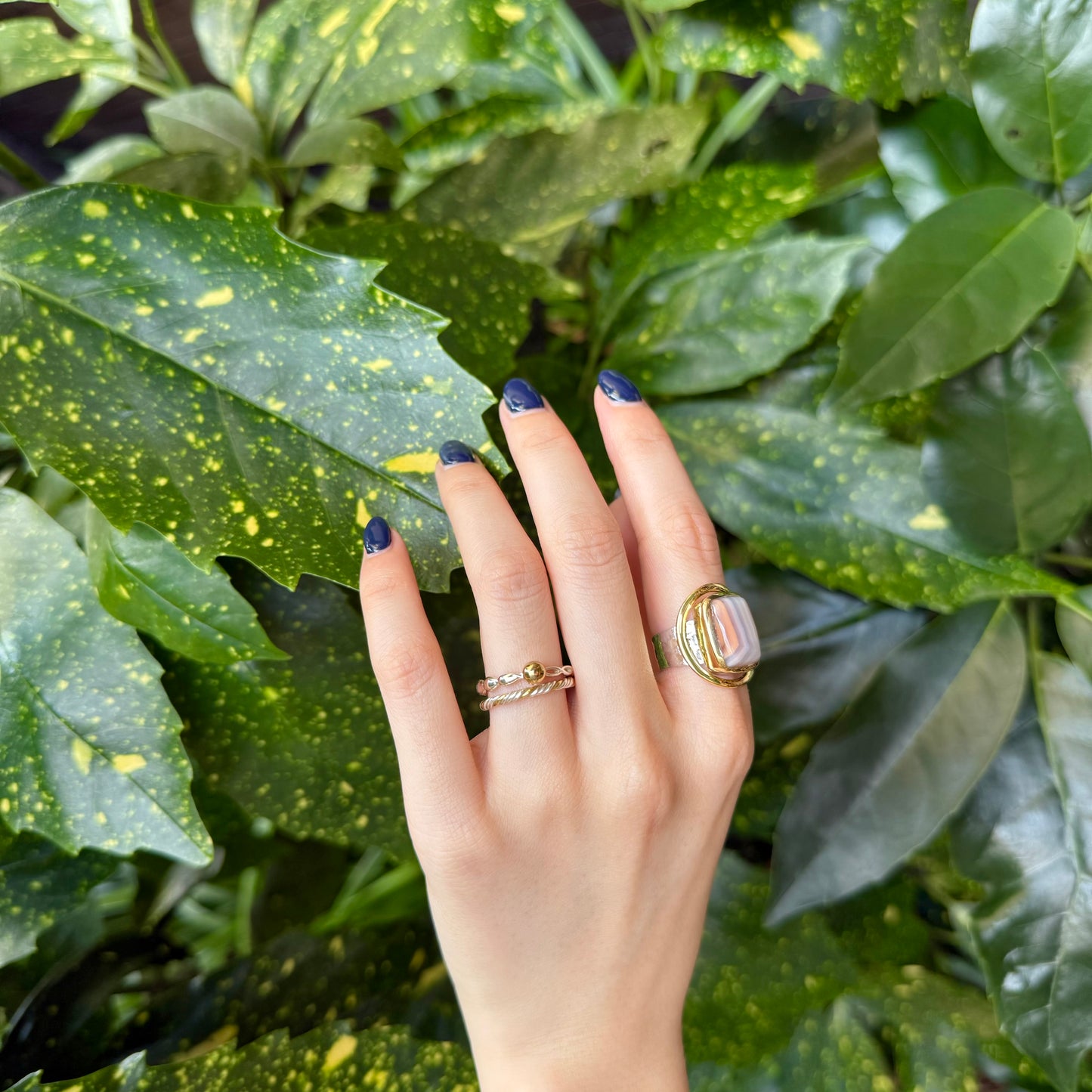 Silver925×Brass plain ring 〈Ball〉13