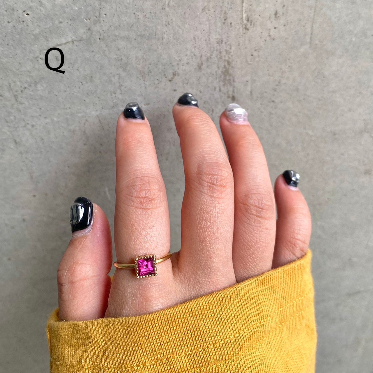 Brass petit ring〈pink/red〉