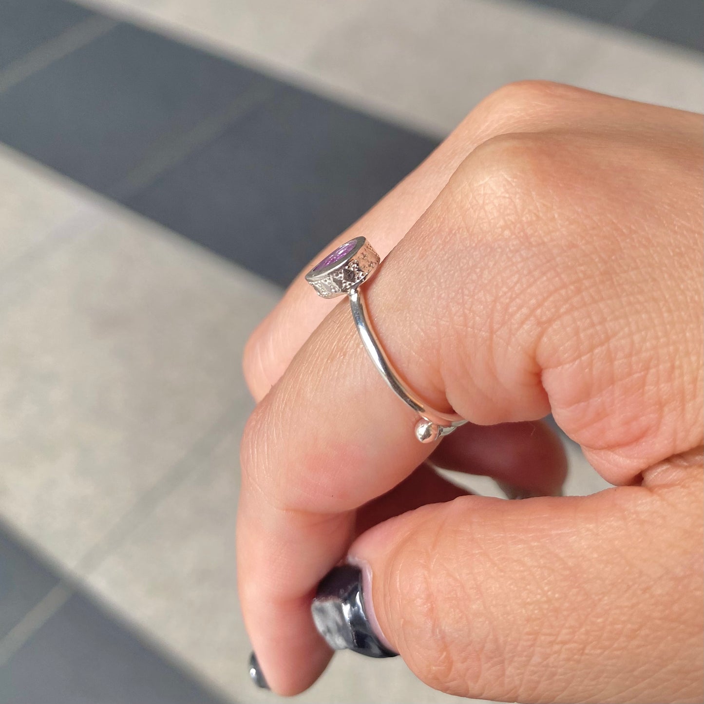 Silver925 petit ring〈red/purple〉