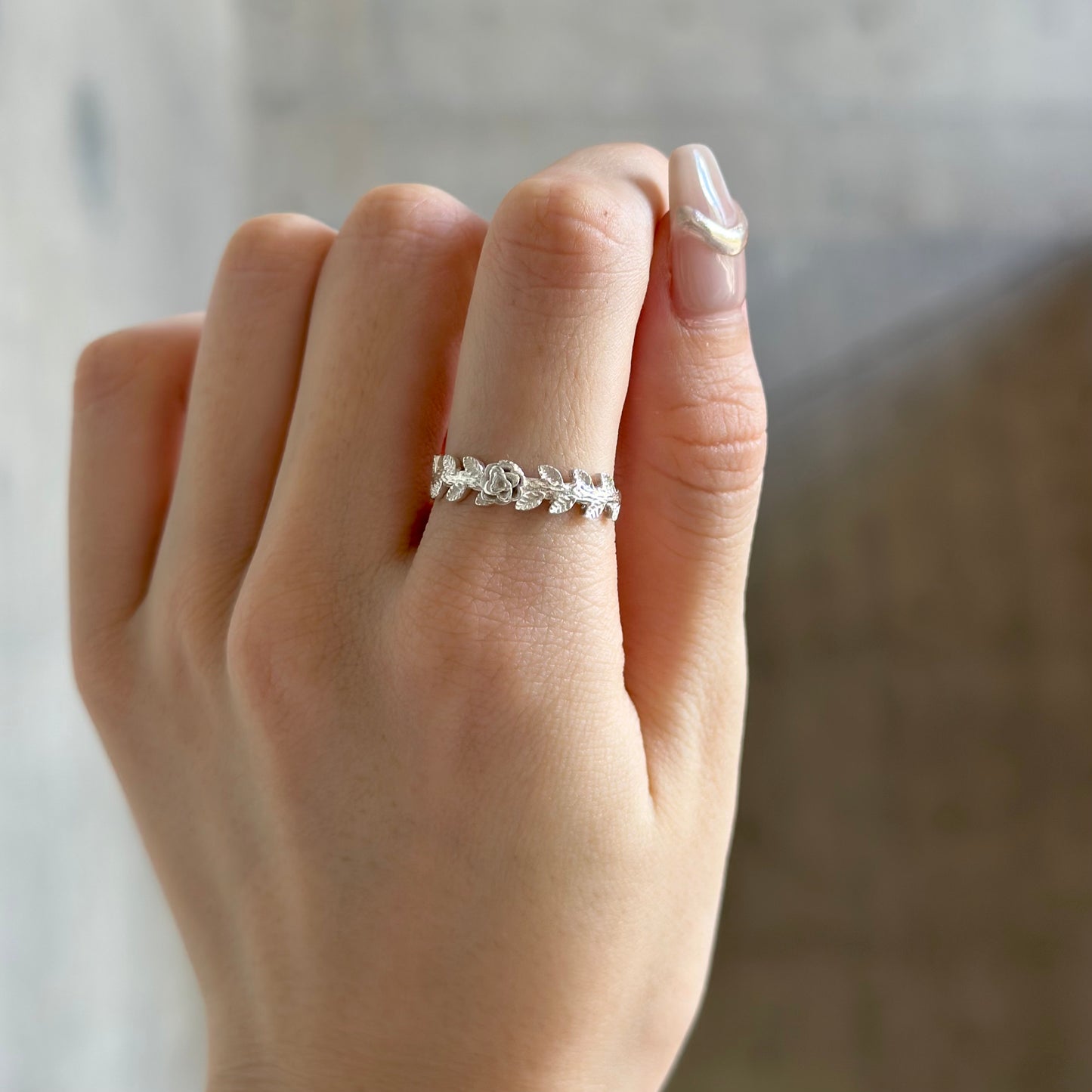 Flower plain ring 4