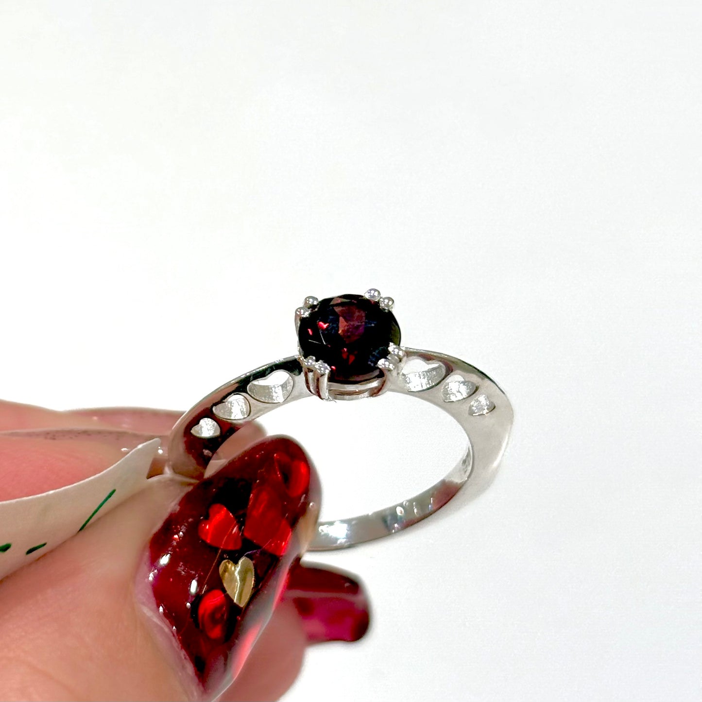 Heart design ring 〈Garnet〉