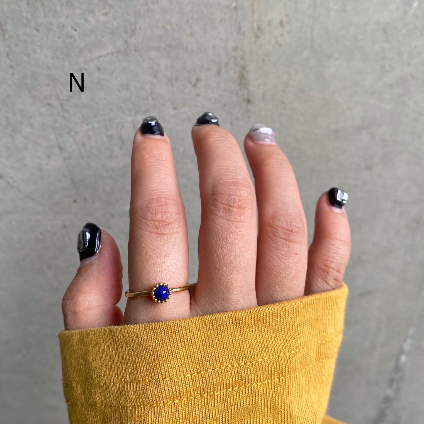 Brass petit ring〈blue〉