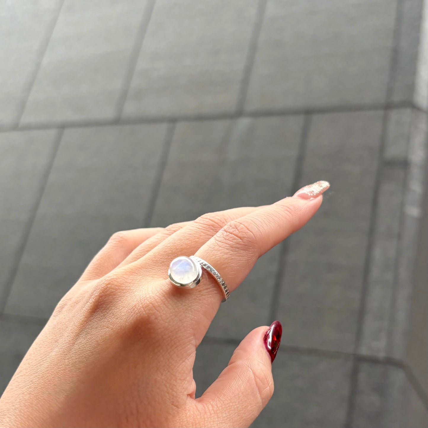 Rainbow Moonstone ring 2