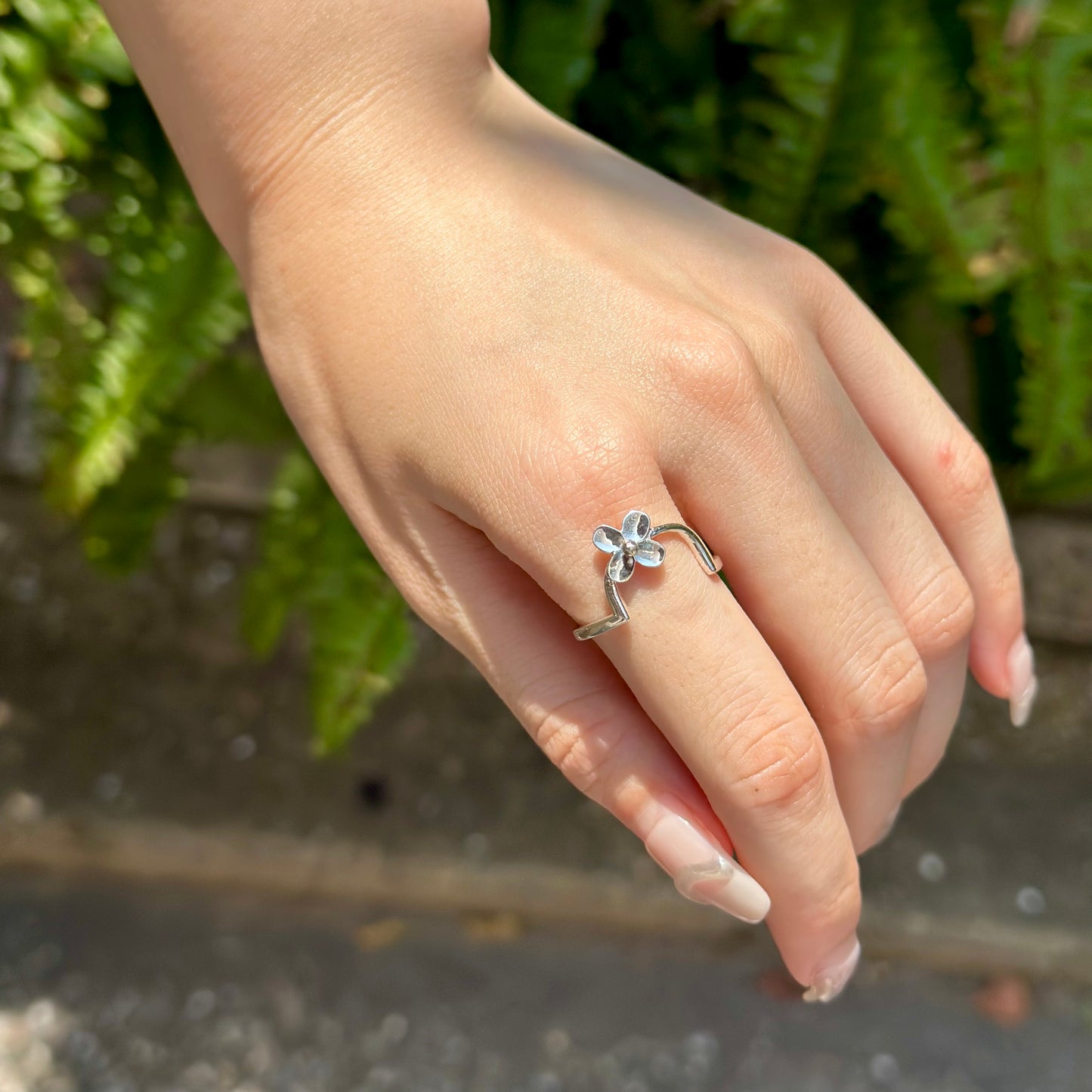 Silver925 flower plain ring 5