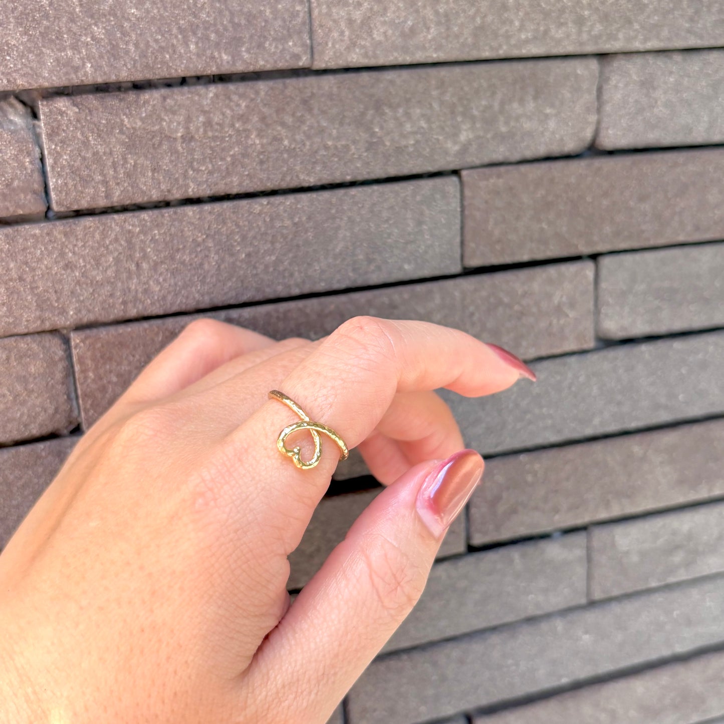 Brass Heart plain ring 5