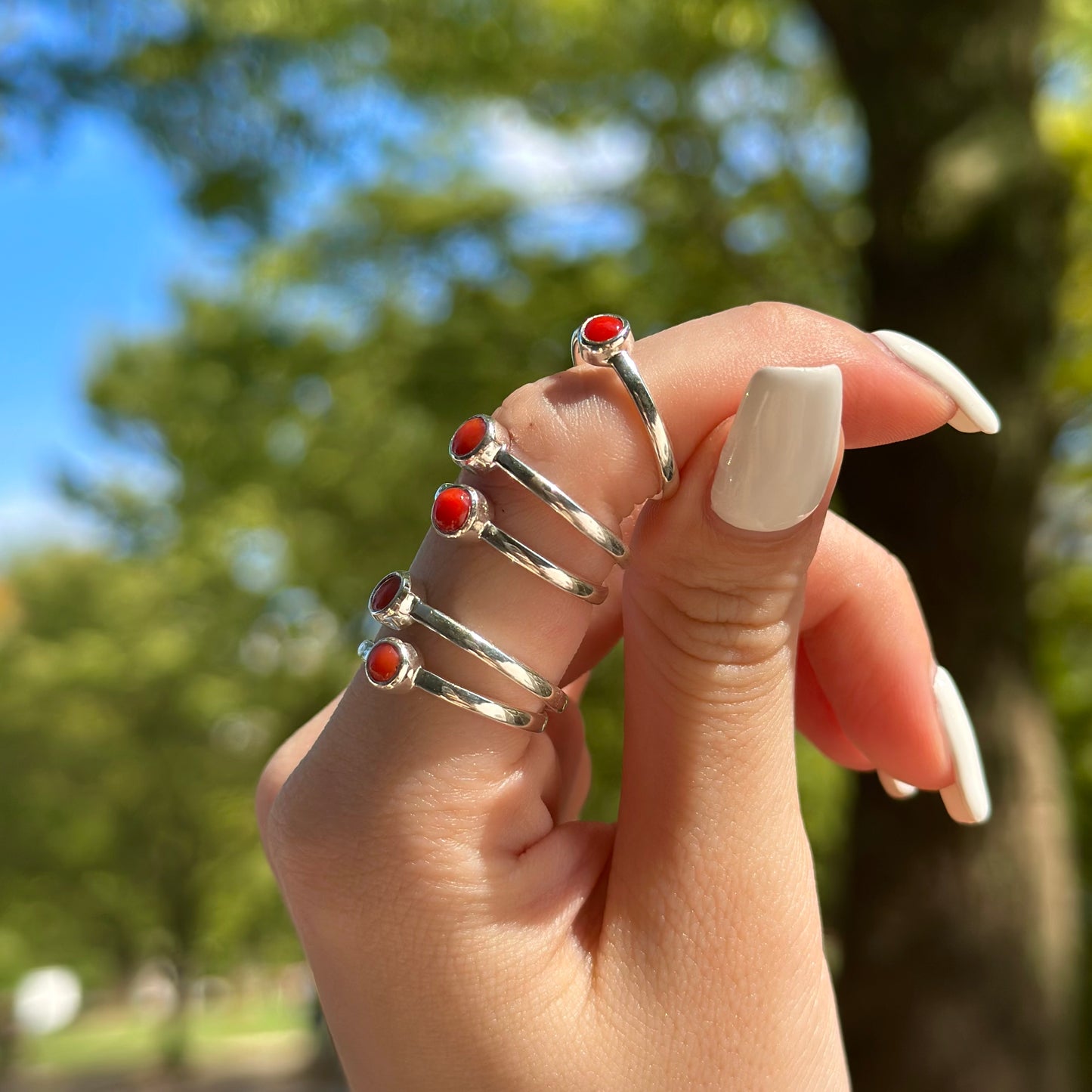 Italy red coral ring 2