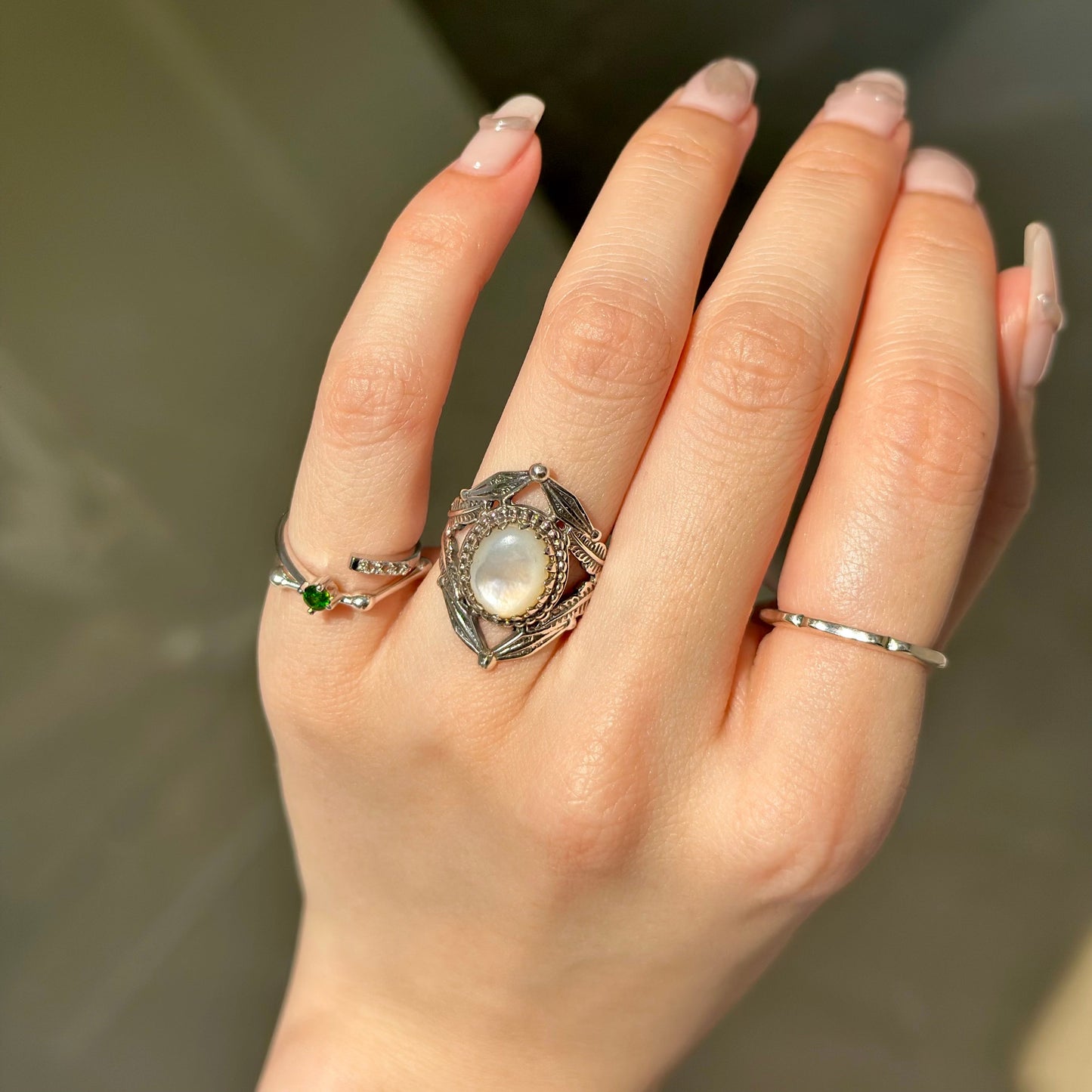 White mother of pearl ring