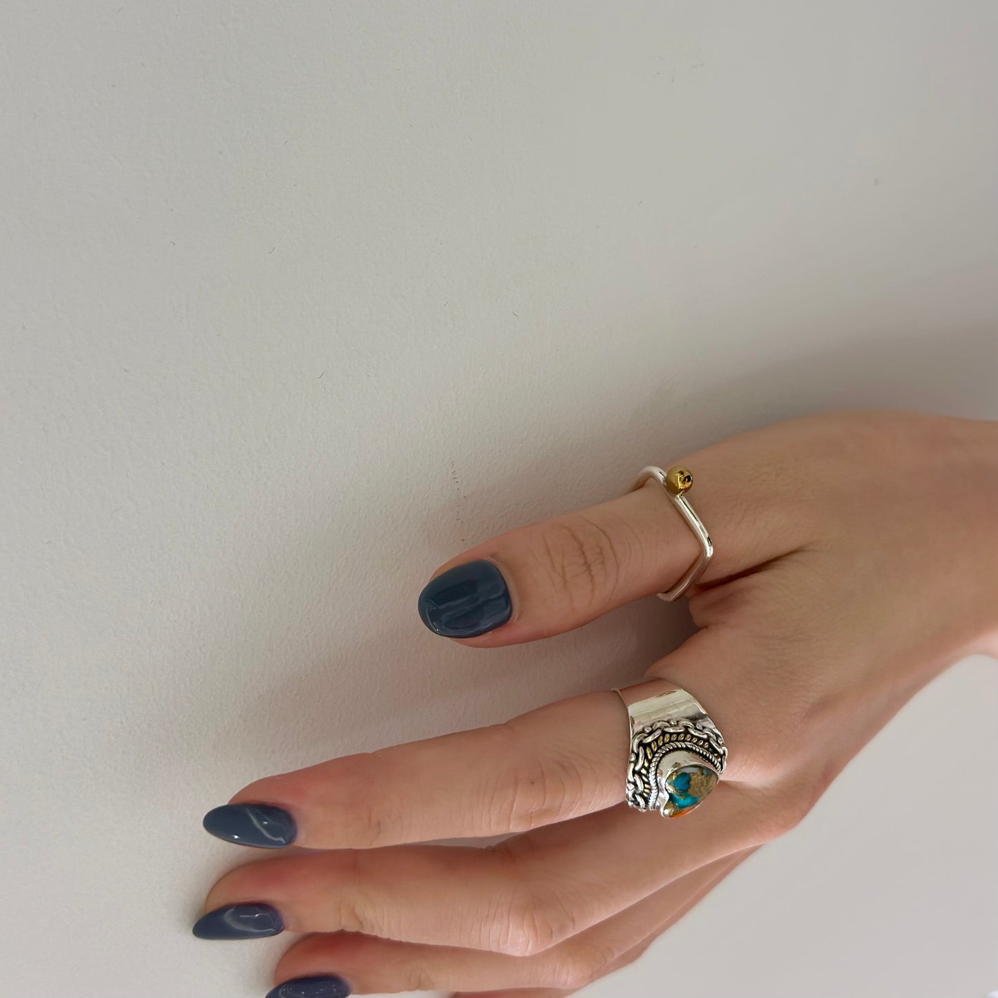 Silver925×Brass plain ring 〈Ball〉8