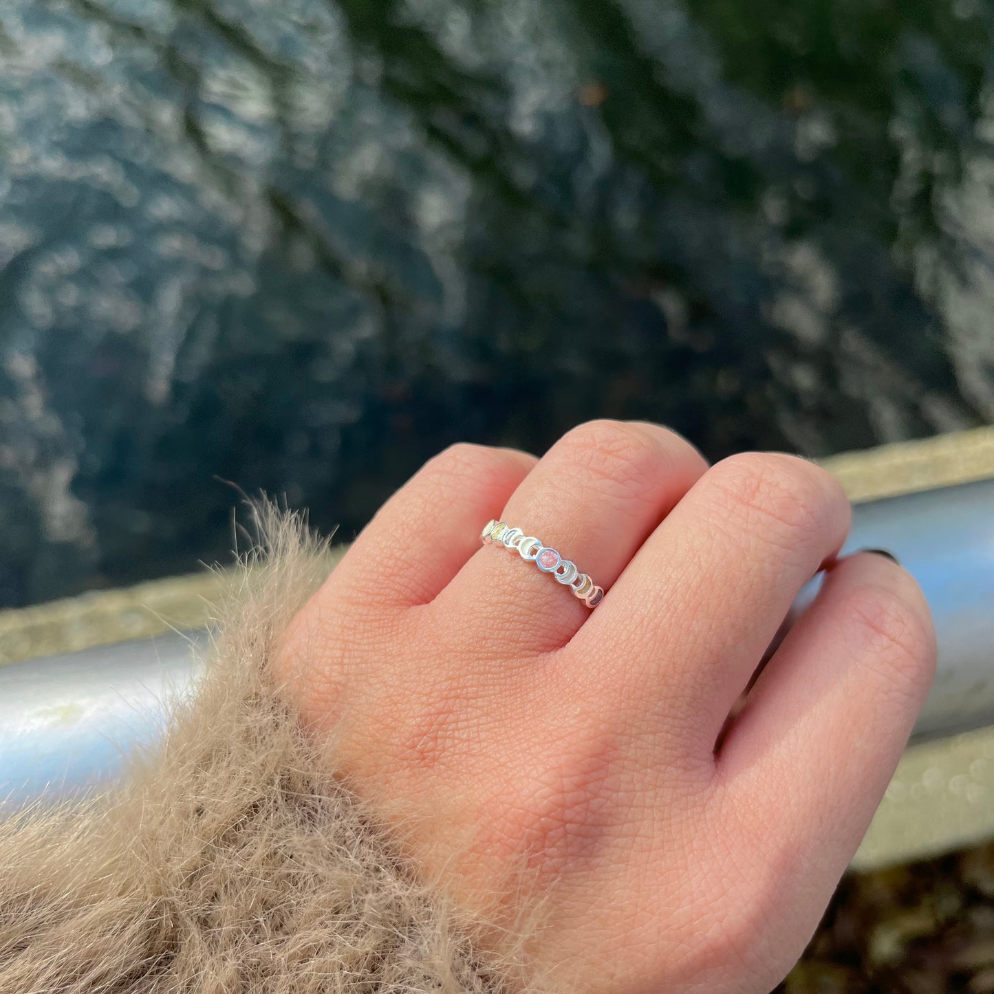 Moon enamel ring