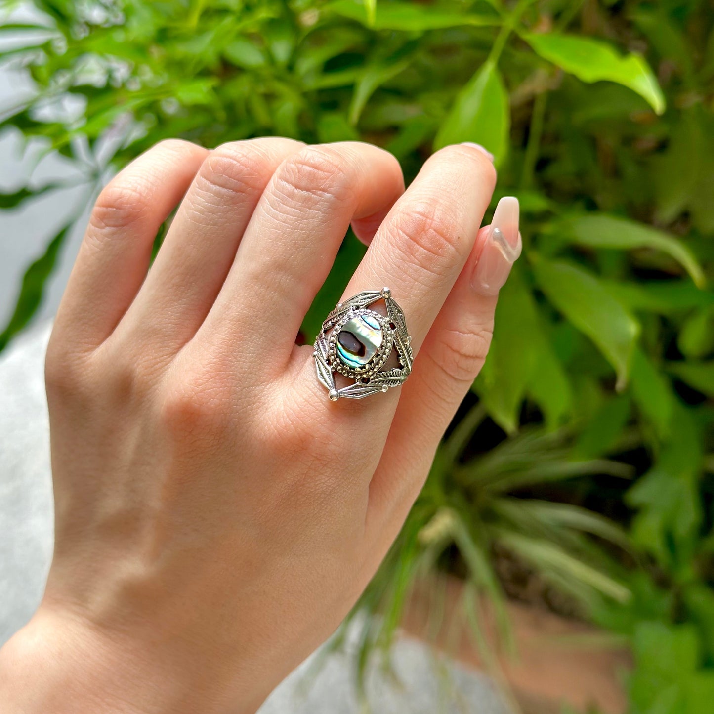 Abalone shell ring